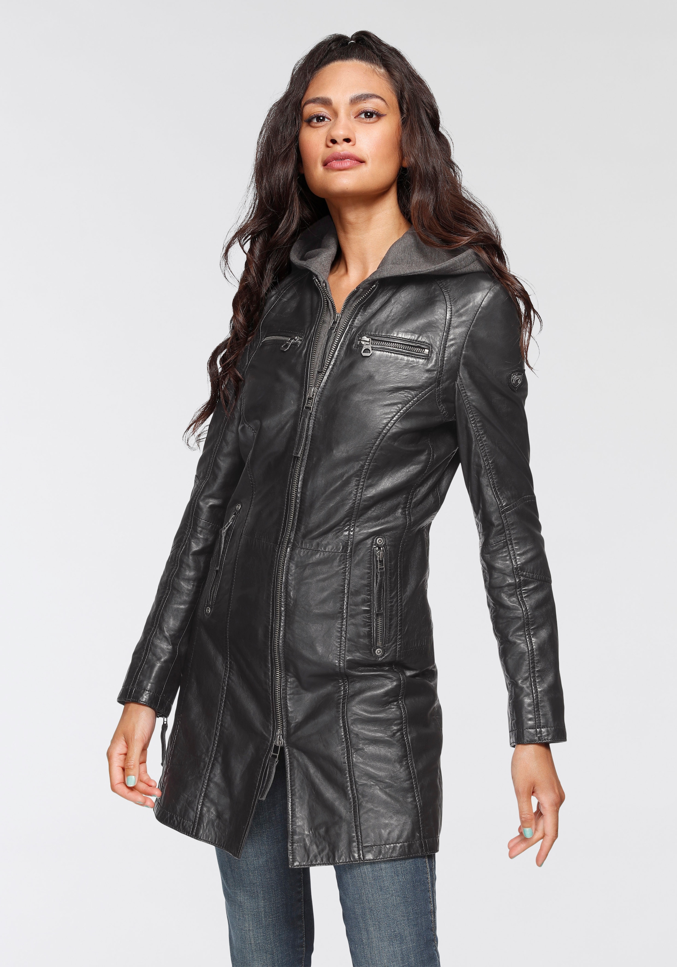 Gipsy Ledermantel »Bente«, abnehmbarem 2-in-1-Lederjacke aus mit Jerseyqualität online Kapuzen-Inlay kaufen