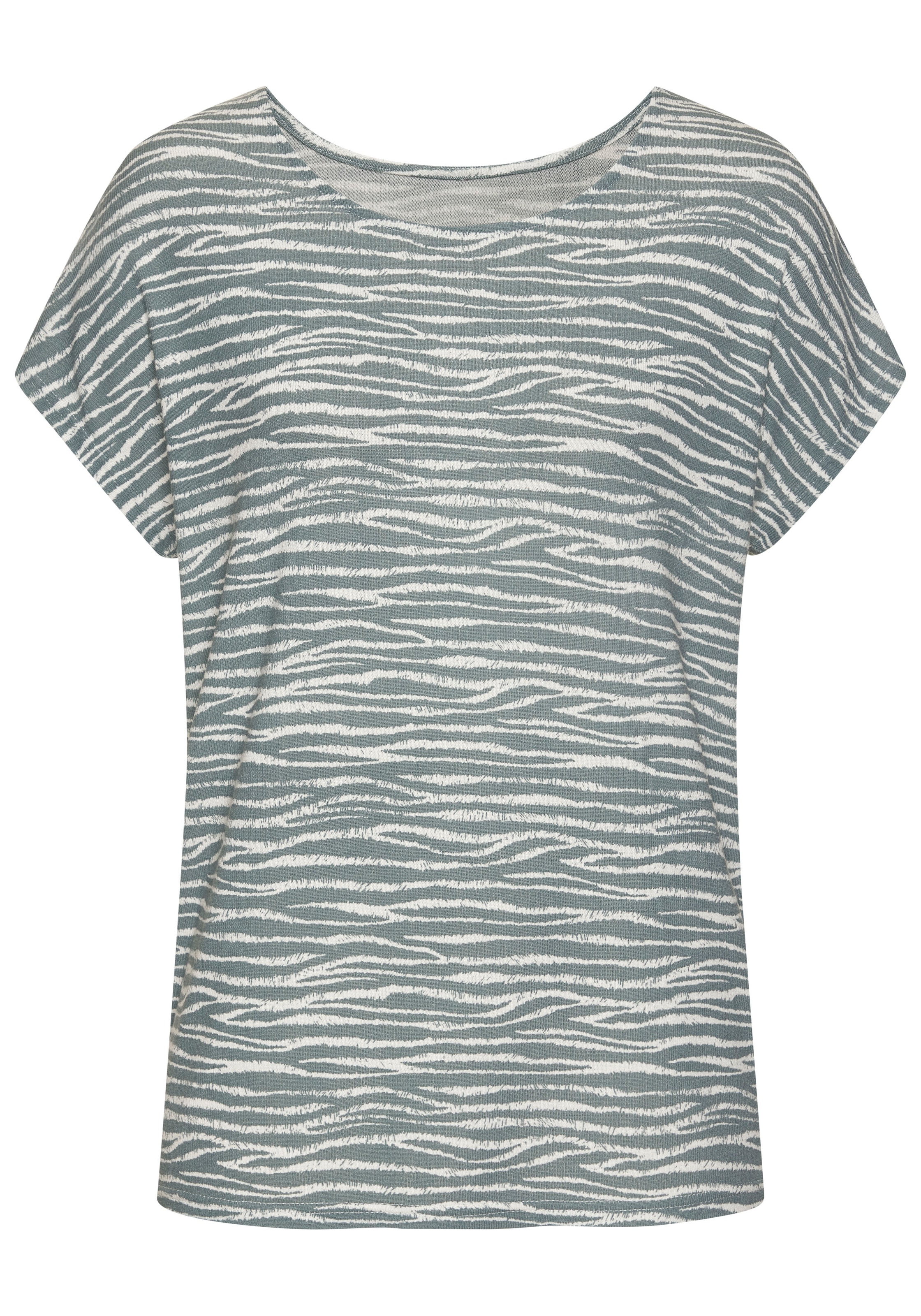 LASCANA Kurzarmshirt »mit modischem Zebra-Muster«, aus weichem Viskose-Strick