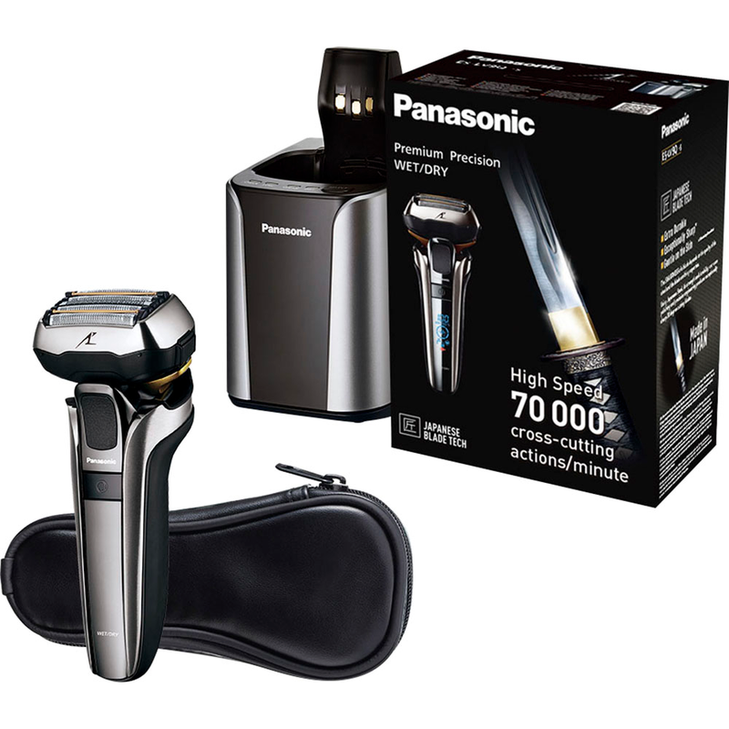 PANASONIC Elektrorasierer »ES-LV9Q-S803« Langhaartrimmer 5D-Scherkopf, Nass/ Trocken mit Reinigungsstation schwarz/silberfarben Automatische Lade-...