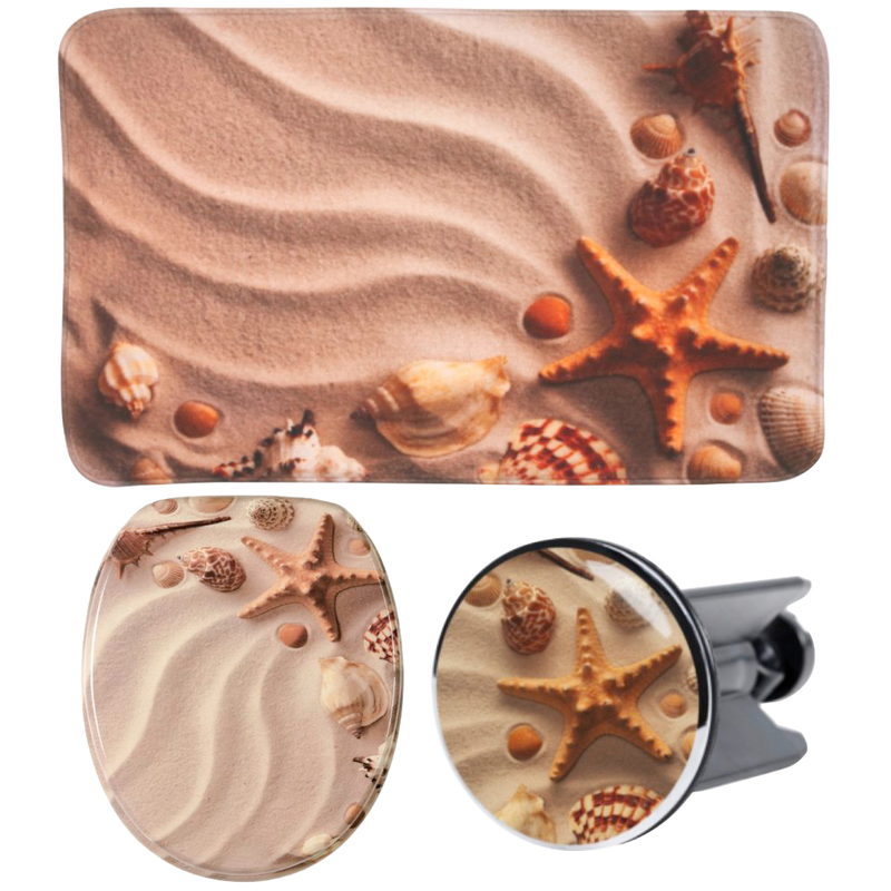 SANILO Badaccessoire-Set »Sanibel« bestehend aus WC-Sitz, Badteppich und Waschbeckenstöpsel beige-braun 0