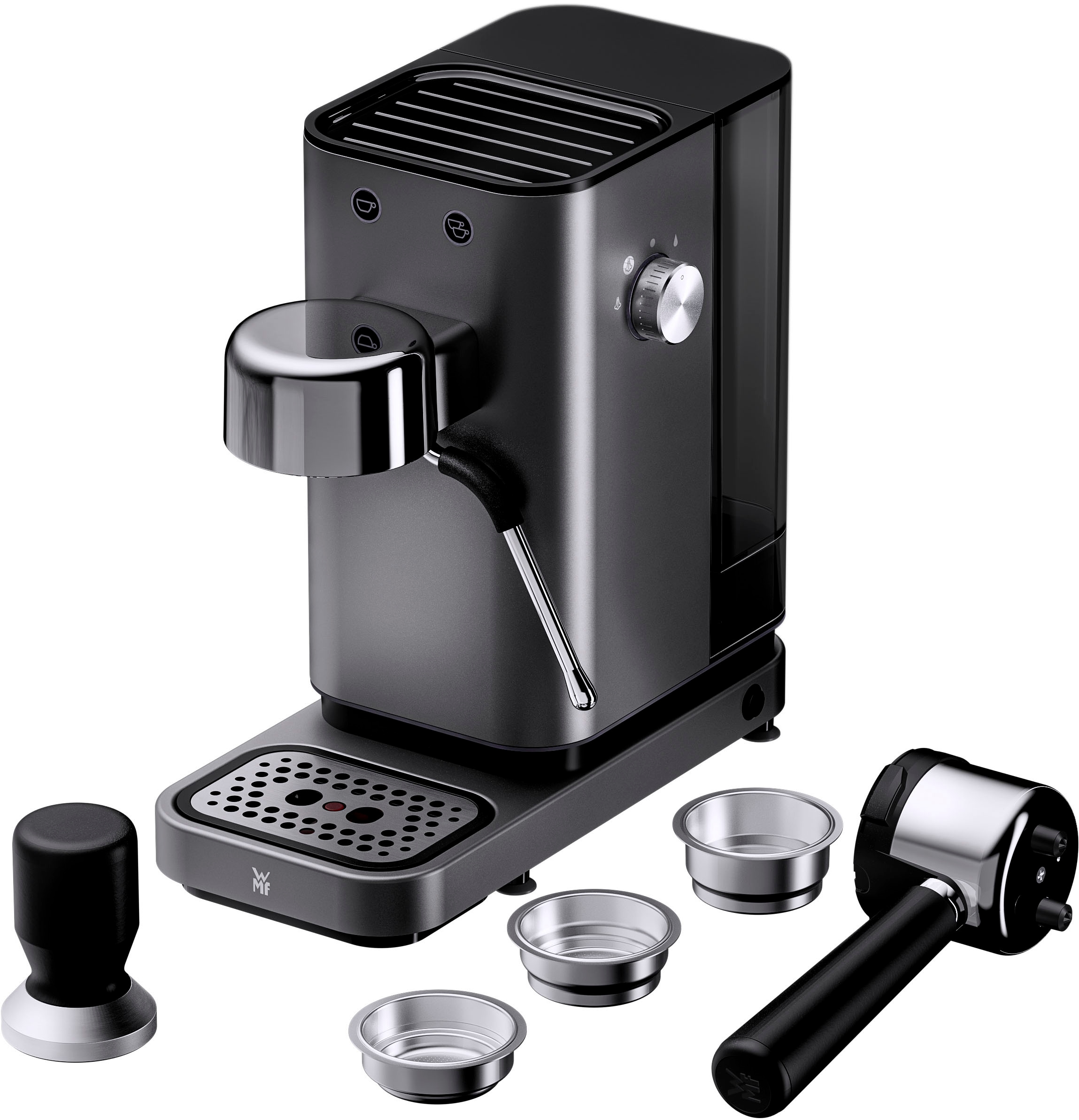 WMF Espressomaschine »Lumero Stone Grey«, kompakt, dezente LED-Beleuchtung, 15 bar, 1350 Watt, Milchschaumdüse