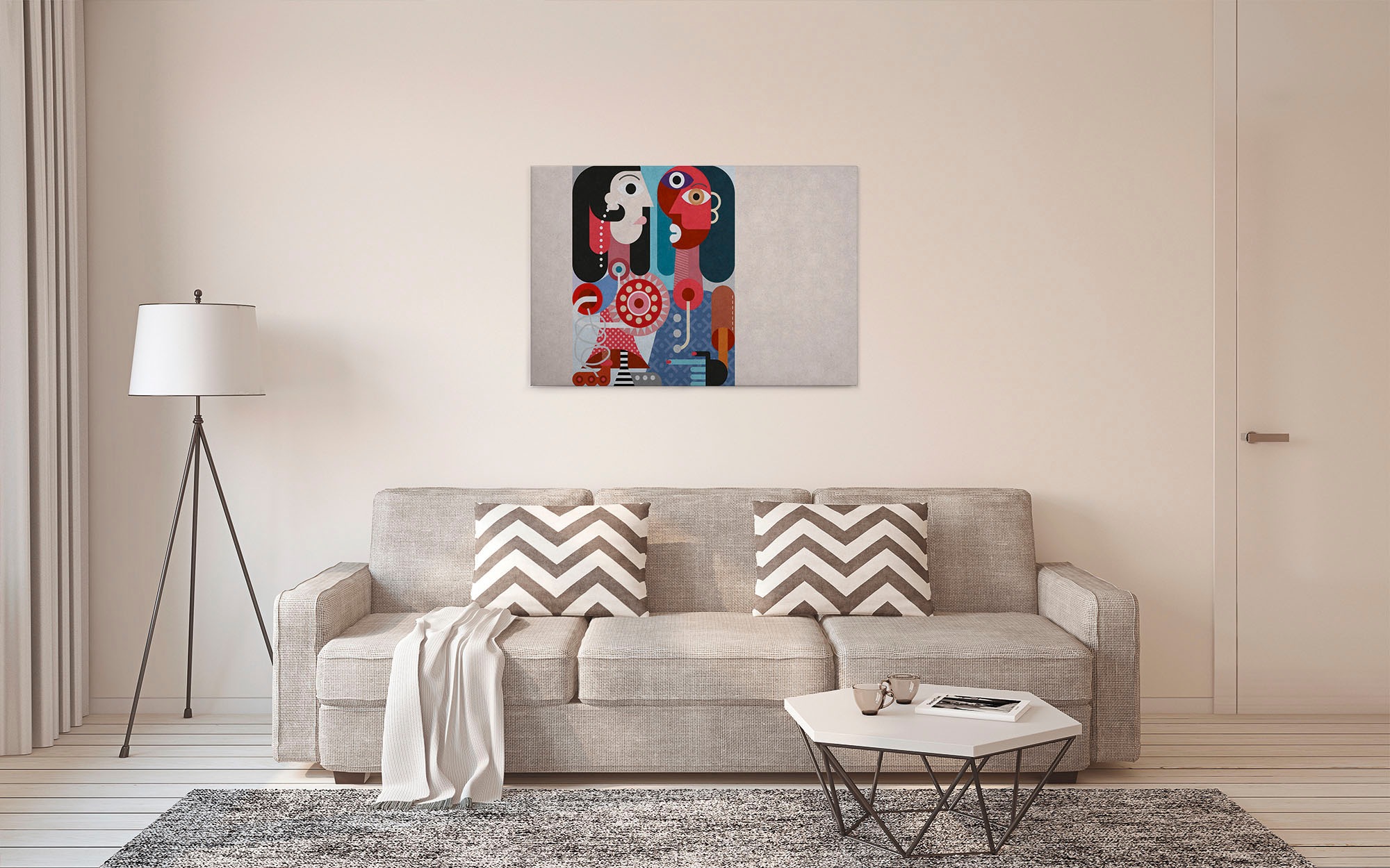 A.S. Création Leinwandbild »couples 3«, Kunst-Abstrakt-Kinder, (1 St.), Keilrahmen Bild Bunt Abstrakt Menschen Leinwand-Bild Wohnzimmer modern