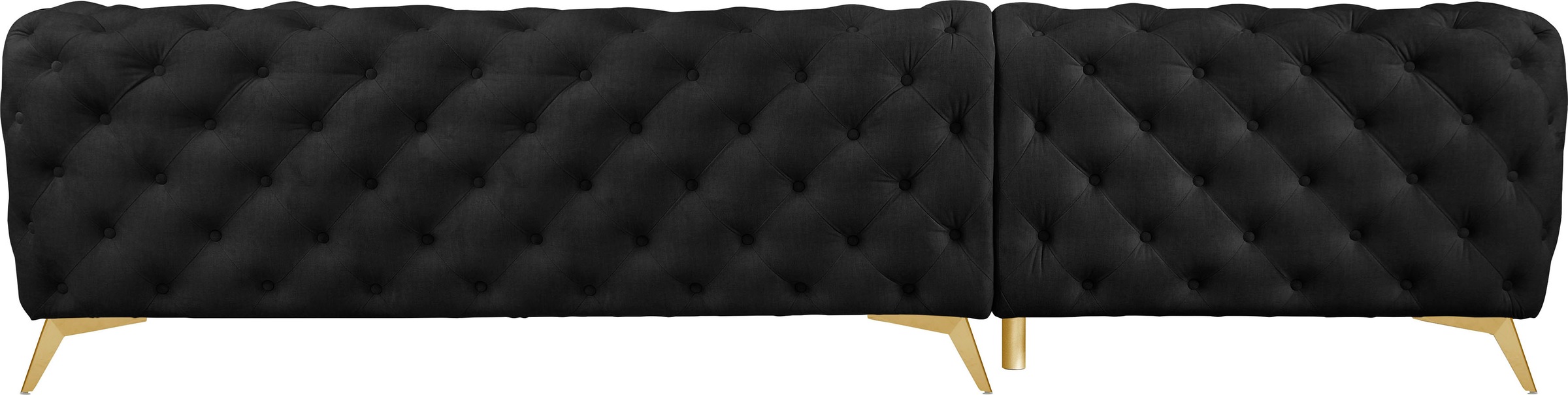 Leonique Chesterfield-Sofa »Ecksofa GLYNIS L-Form mit Wellenunterfederung, Maße B/T/H 323/264/75cm«, aufwändige Knopfheftung, moderne Chesterfield Optik, Fußfarbe wählbar