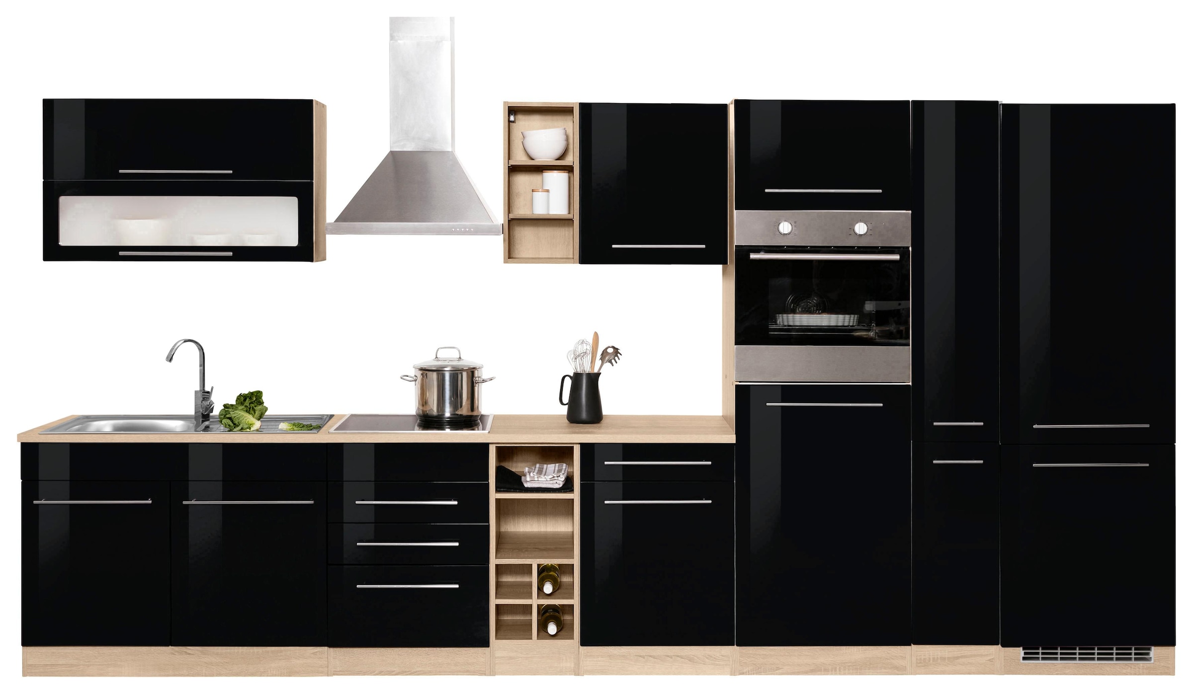 KOCHSTATION Küchenzeile »KS-Eton«, mit E-Geräten, Breite 390 cm