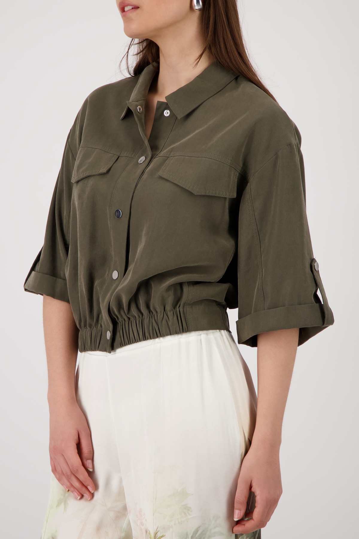 Monari Hemdjacke »Jacke Modal« ohne Kapuze Regular fit mit Druckknöpfen