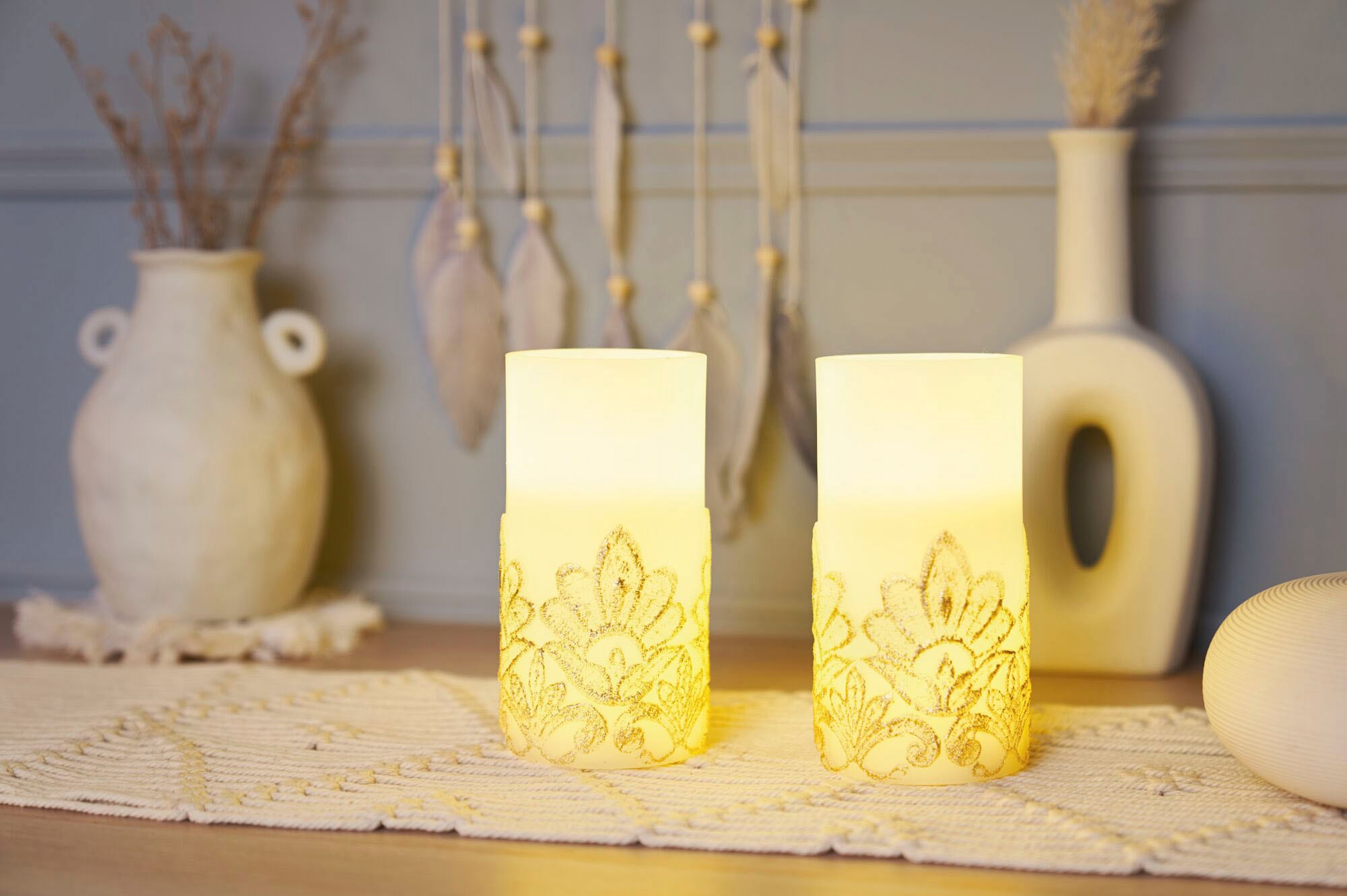 Pauleen LED-Kerze »Cosy Charm Candle Wachskerze 2er Set Timer Batterie Weiß/Gold« kaufen