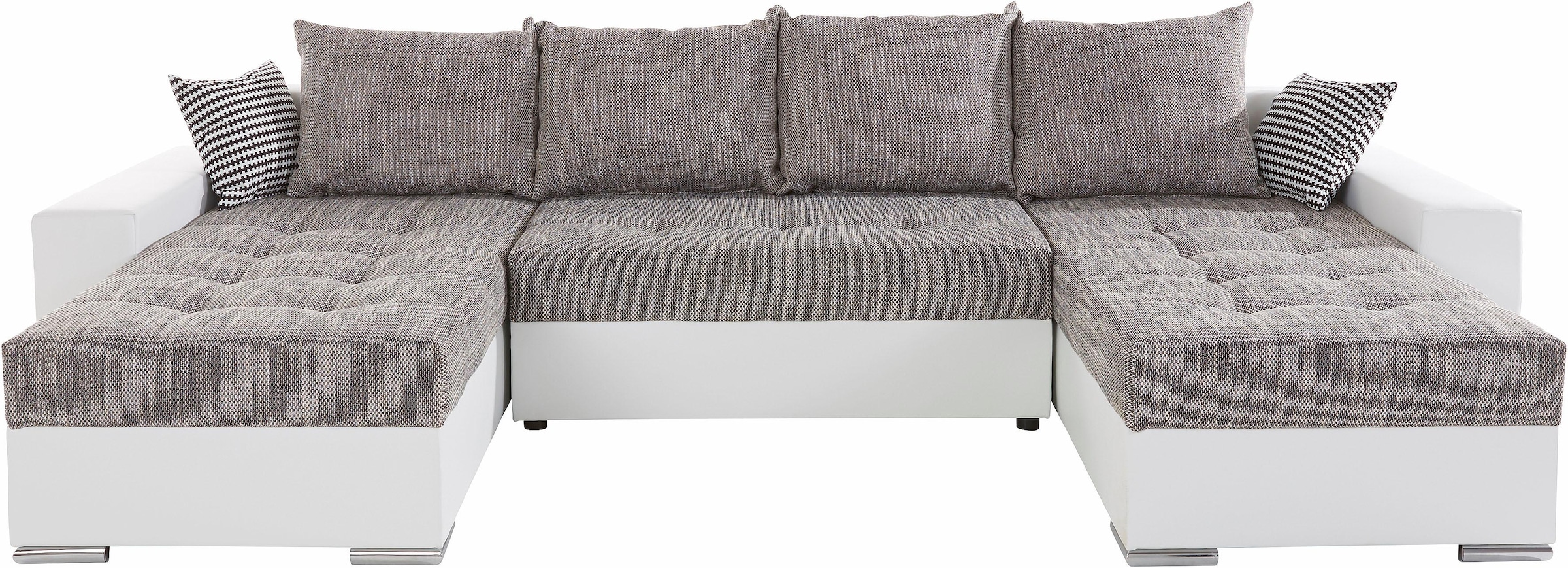 COLLECTION AB Wohnlandschaft »XL-Josy U-Form, Breite 313 cm, Kunstleder-Mix, Microfaser«, inkl. Bettfunktion, Bettkasten, mit 4 gleich großen Rückenkissen