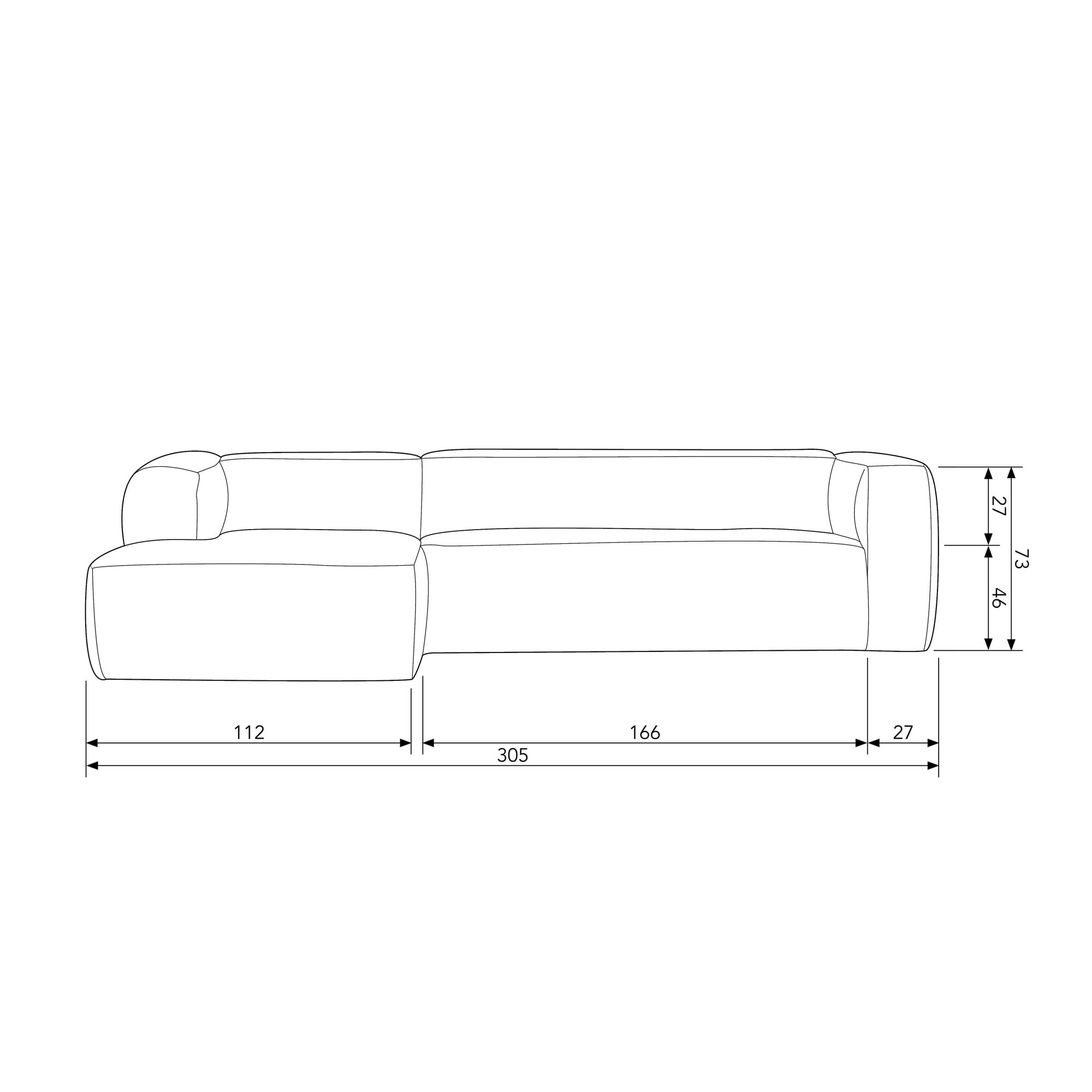 WOOOD Ecksofa »Bean«, mit Ottomane, inklusive Kissen, Breite 305 cm