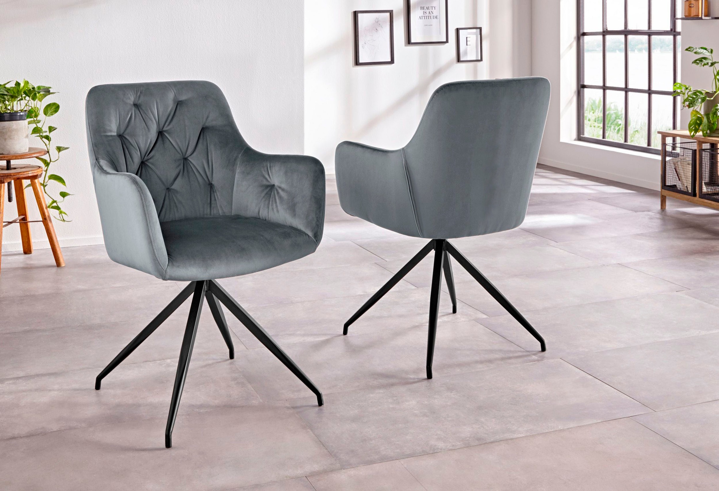 INOSIGN Esszimmerstuhl »Tina« (Set) 2 Stk. Veloursstoff Schalenstuhl mit so günstig online kaufen