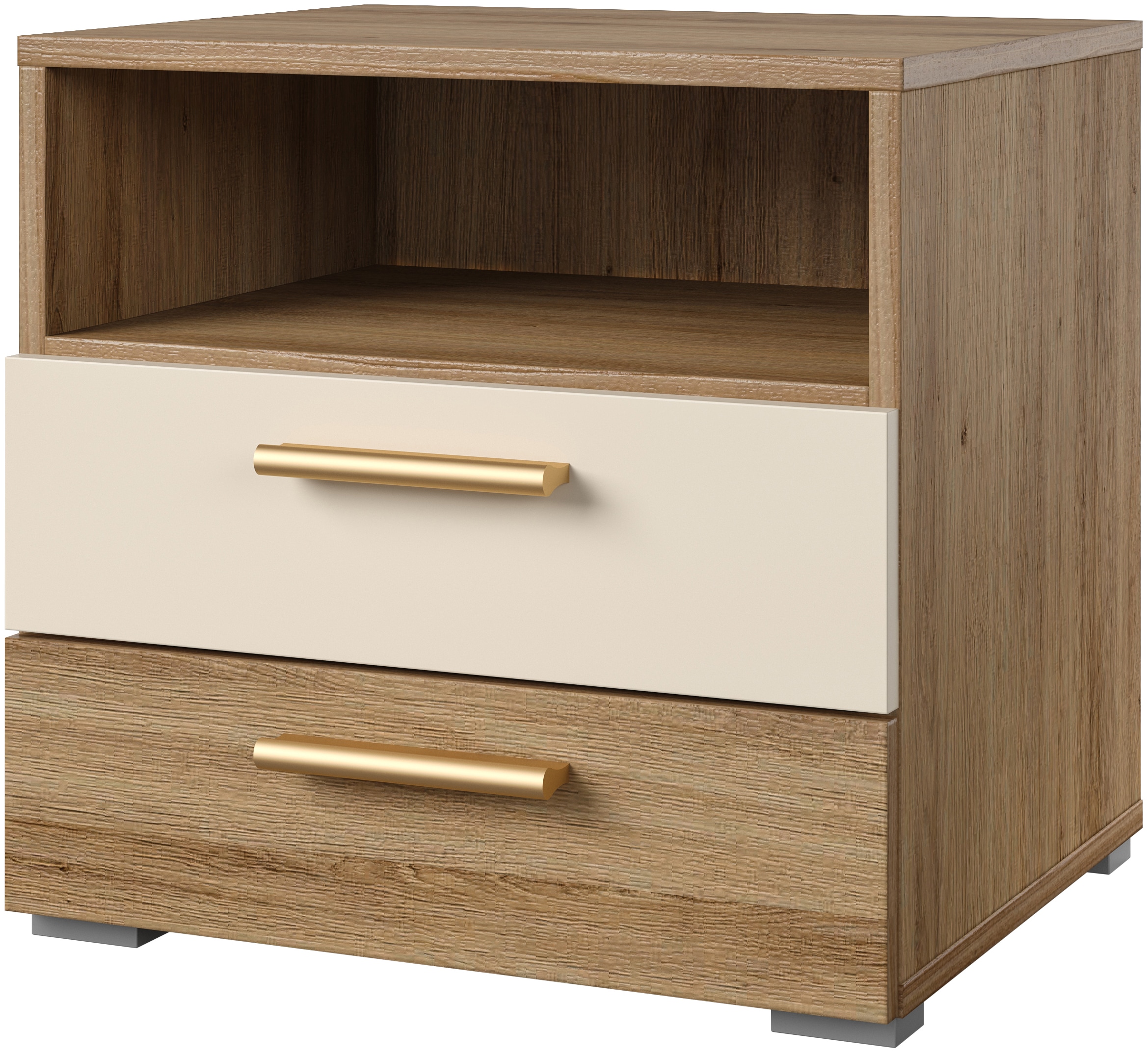 Home affaire Nachtkommode »Bitry, Breite 46 cm, moderner Nachtschrank mit 2 Schubladen«, Nachttisch, viel Stauraum, offene Fach