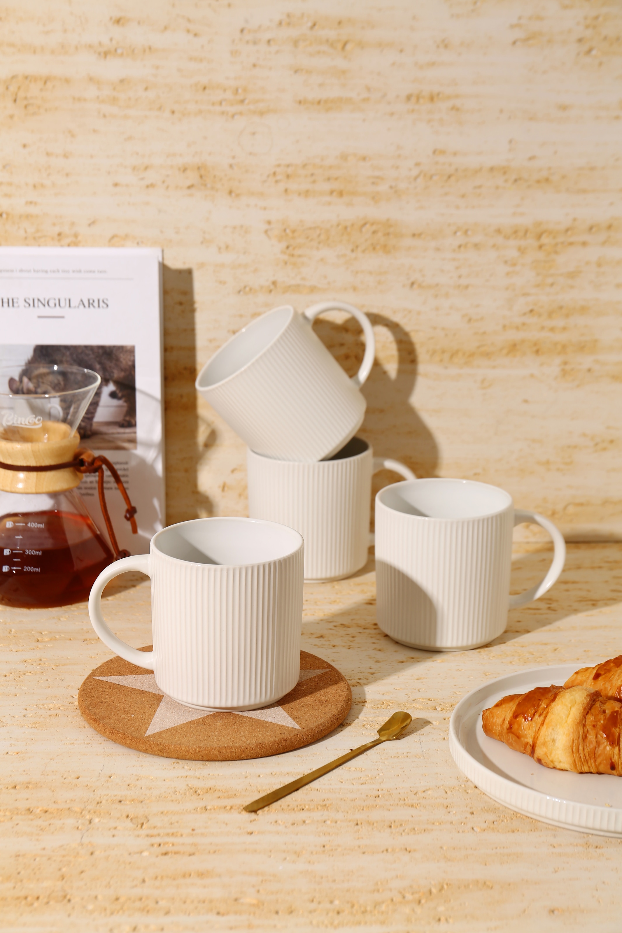 my home Becher »Kaffeebecher Loik, 6er Set«, (Set, 6 tlg.), spülmaschinenfest und mikrowellengeeignet, 460 ml