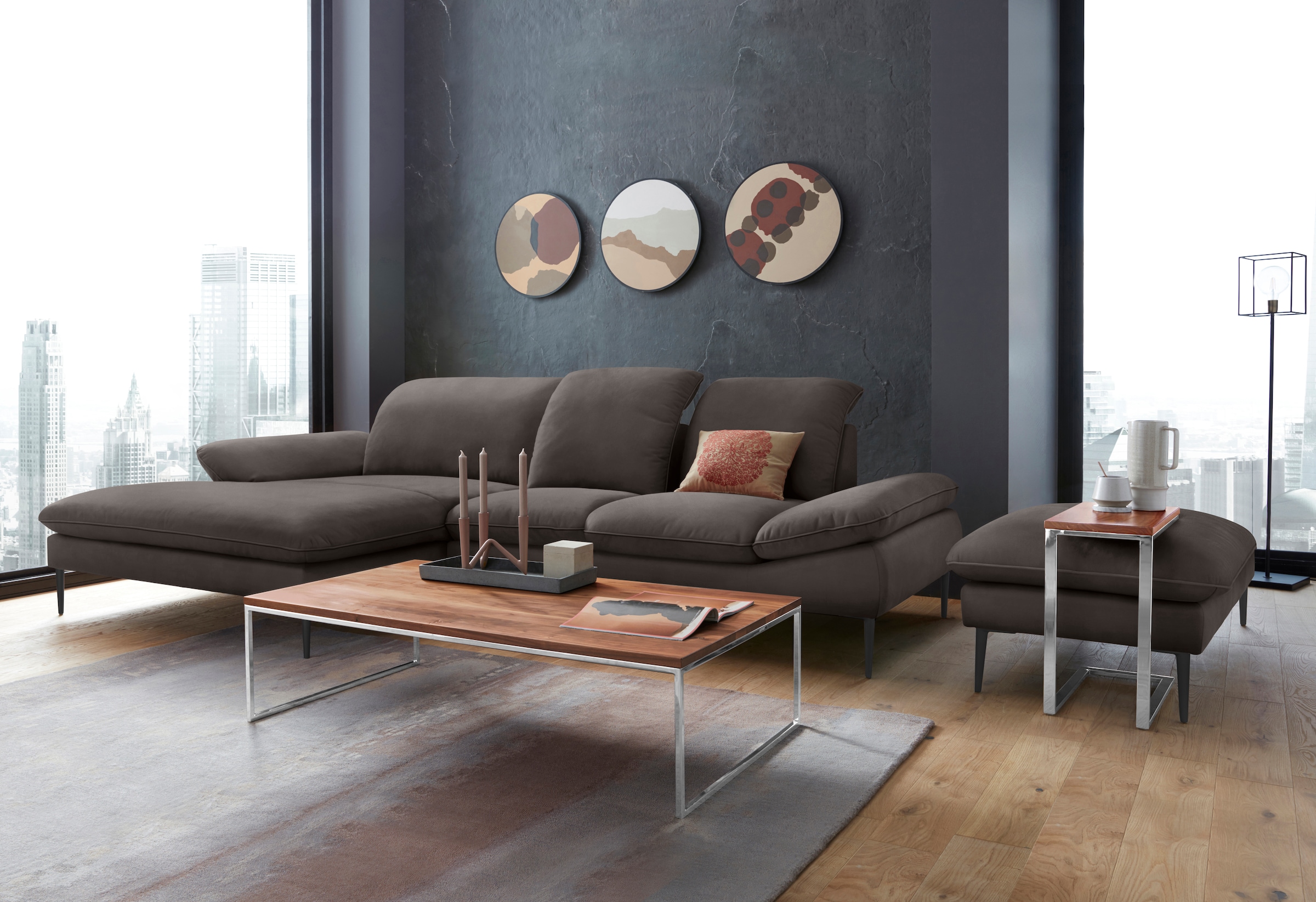 W.SCHILLIG Hocker »enjoy&MORE«, Füße schwarz pulverbeschichtet, Breite 106 cm
