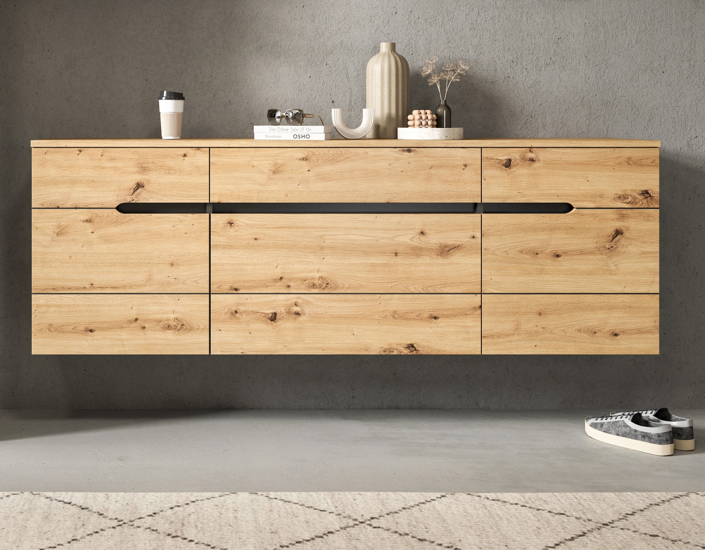Home affaire Garderobenschrank »REHAT, TOPSELLER!, Breite 176 cm, hängende Montage, viel Stauraum« Platz für ca. 20 Paar Schuhe,  Garderobe, Flurschrank, Dielenschrank, Kleiderschrank, Garderobenmöbel