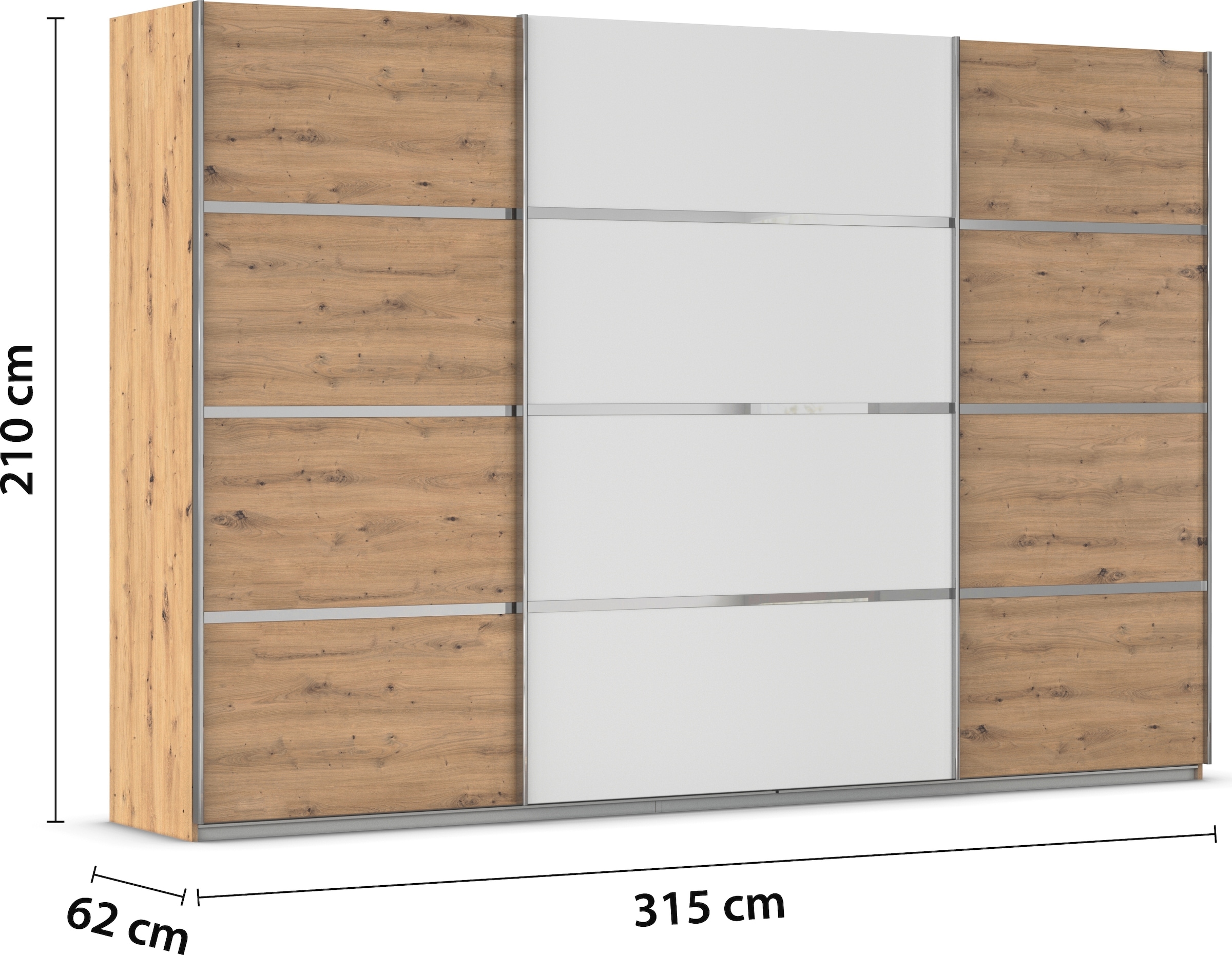 rauch Kleiderschrank »Schwebetürenschrank OTTO´s Choice Garderobe Schrank TOP ANGEBOT Avola«, (in 3 verschiedenen Ausstattungen BASIC/CLASSIC/PREMIUM), mit eleganten Zierleisten in Chrom, Schwarz oder Weiß MADE IN GERMANY
