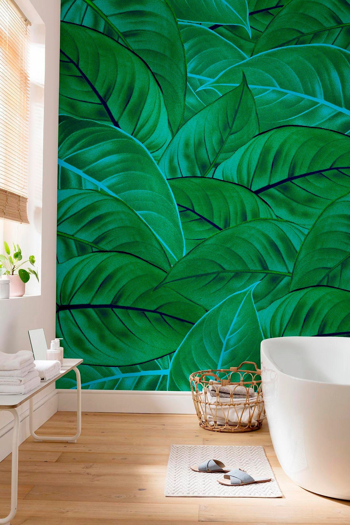 Komar Vliestapete »Digitaldruck Vlies -  Jungle Leaves - Größe 200 x 250 cm« bedruckt glatt Wohnzimmer, Schlafzimmer