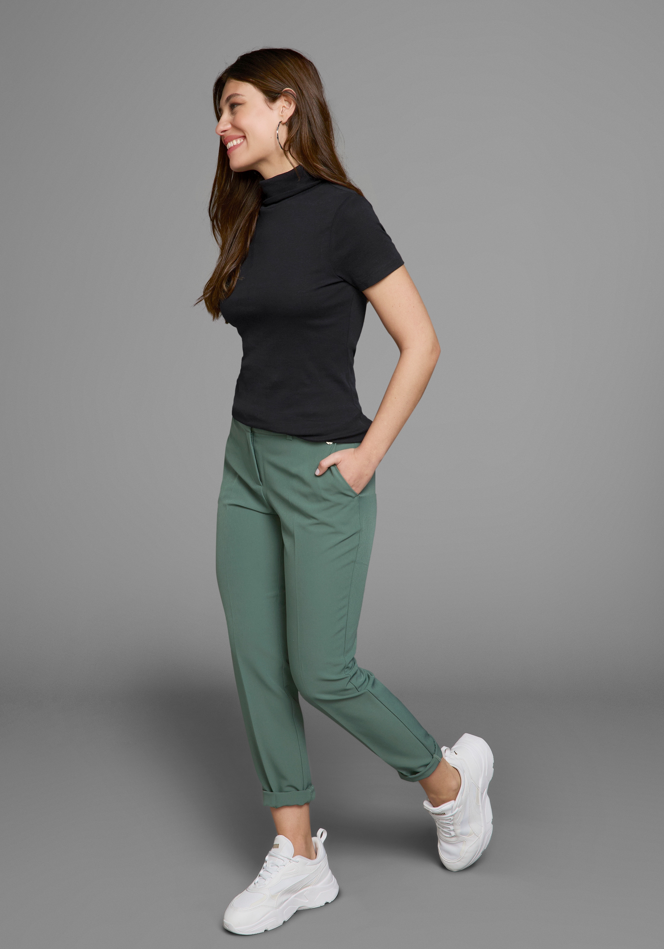 Flashlights Rollkragenshirt figurbetont,  Basic-Stil,  Rollkragen,  aus 100% Baumwolle,  elastisch