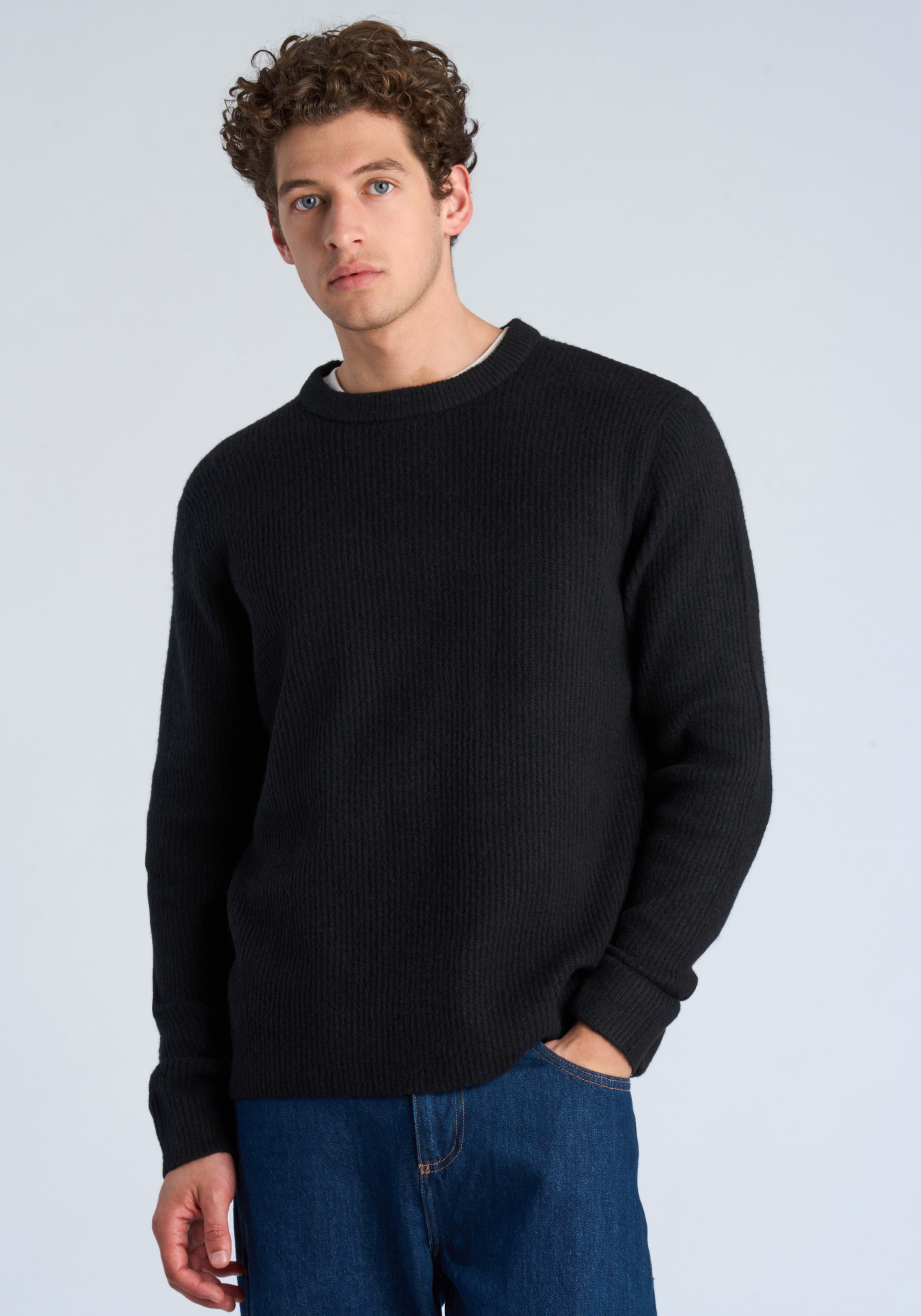 LINDBERGH Strickpullover Winterpullover mit Wolle und Stretch / Meliert
