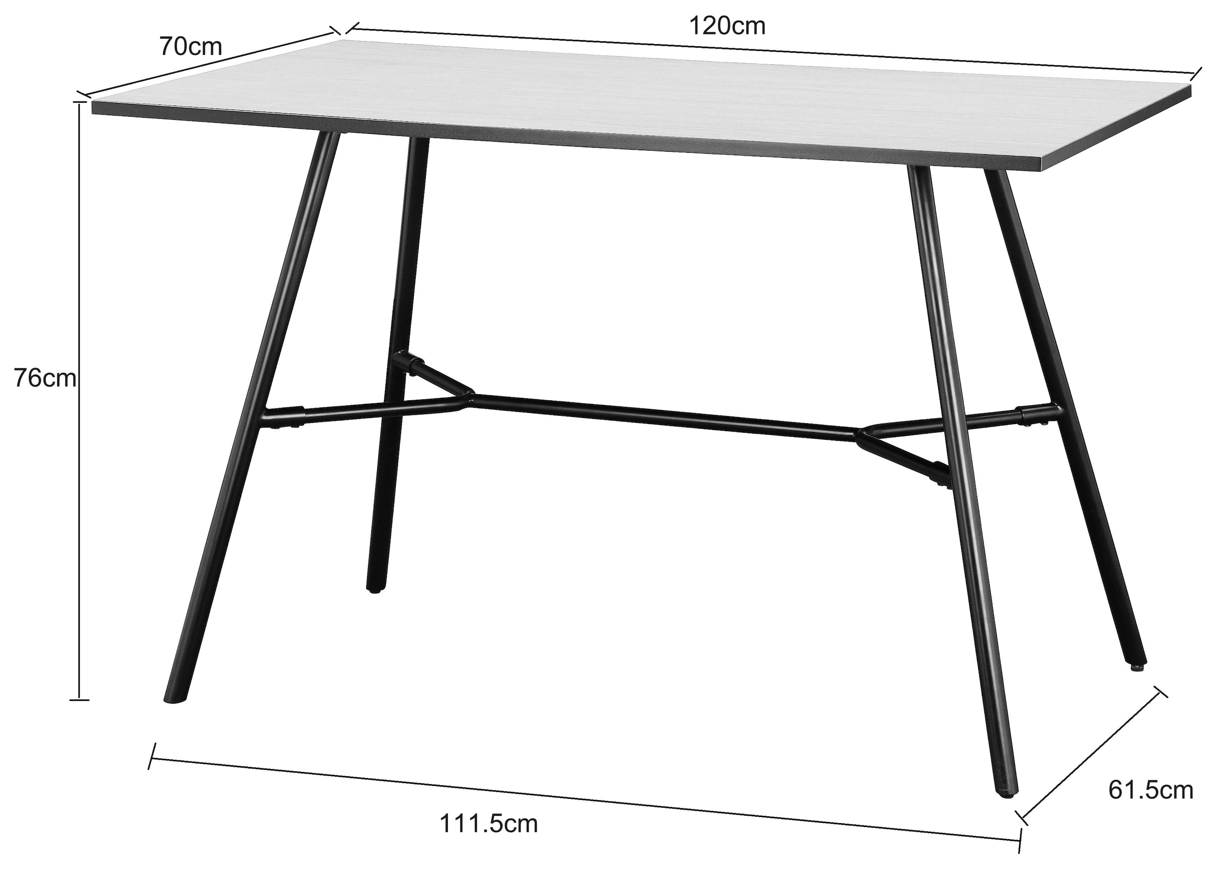 INOSIGN Esstisch »Cannington«, (Tisch, Küchentisch, Auszugstisch, TOPSELLER!), Metall Gestell, Tischplatte aus MDF