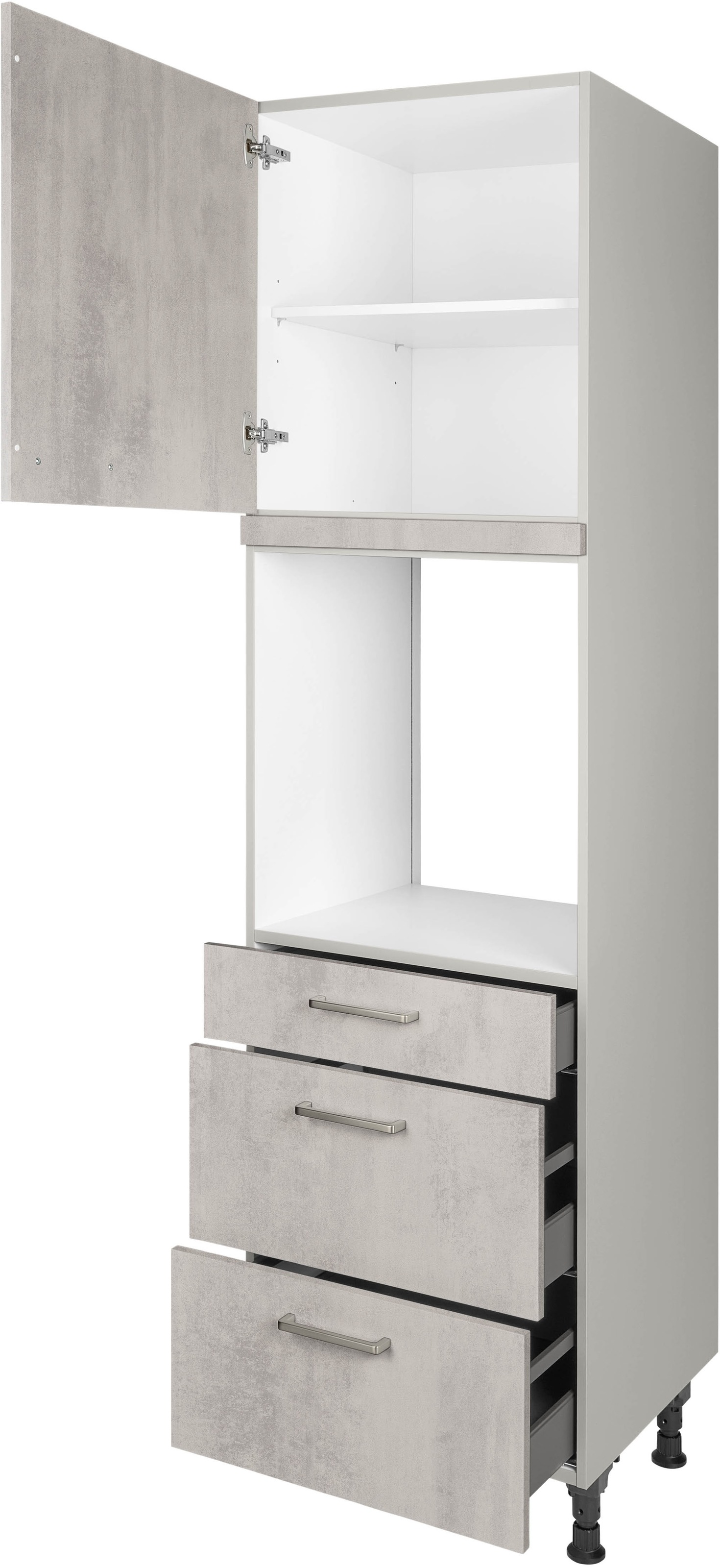 nobilia® Backofenumbauschrank »"Riva", Ausrichtung wählbar, mit Schublade und zwei Auszügen und«, einer Tür, vormontiert, Breite/Höhe: 60/216,6 cm