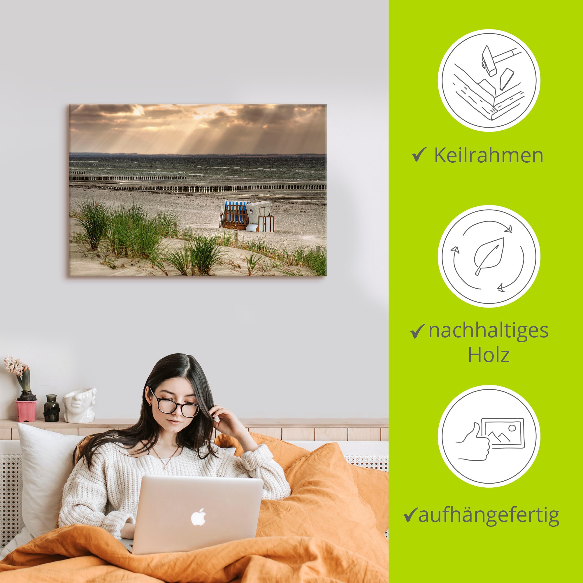 Artland Wandbild »Schwarzer Busch Strand auf Insel Poel«, Strand, (1 St.), als Alubild, Outdoorbild, Leinwandbild, Wandaufkleber, versch. Größen