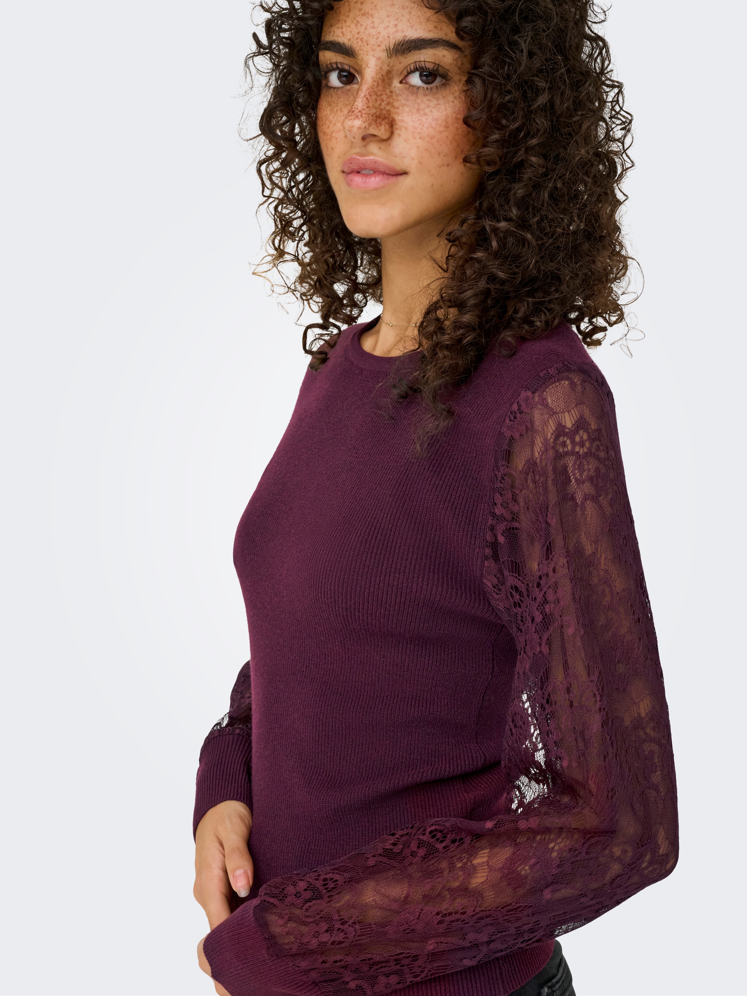 ONLY Rundhalspullover »ONLPERRY LIFE LS MIX O-NECK KNT«