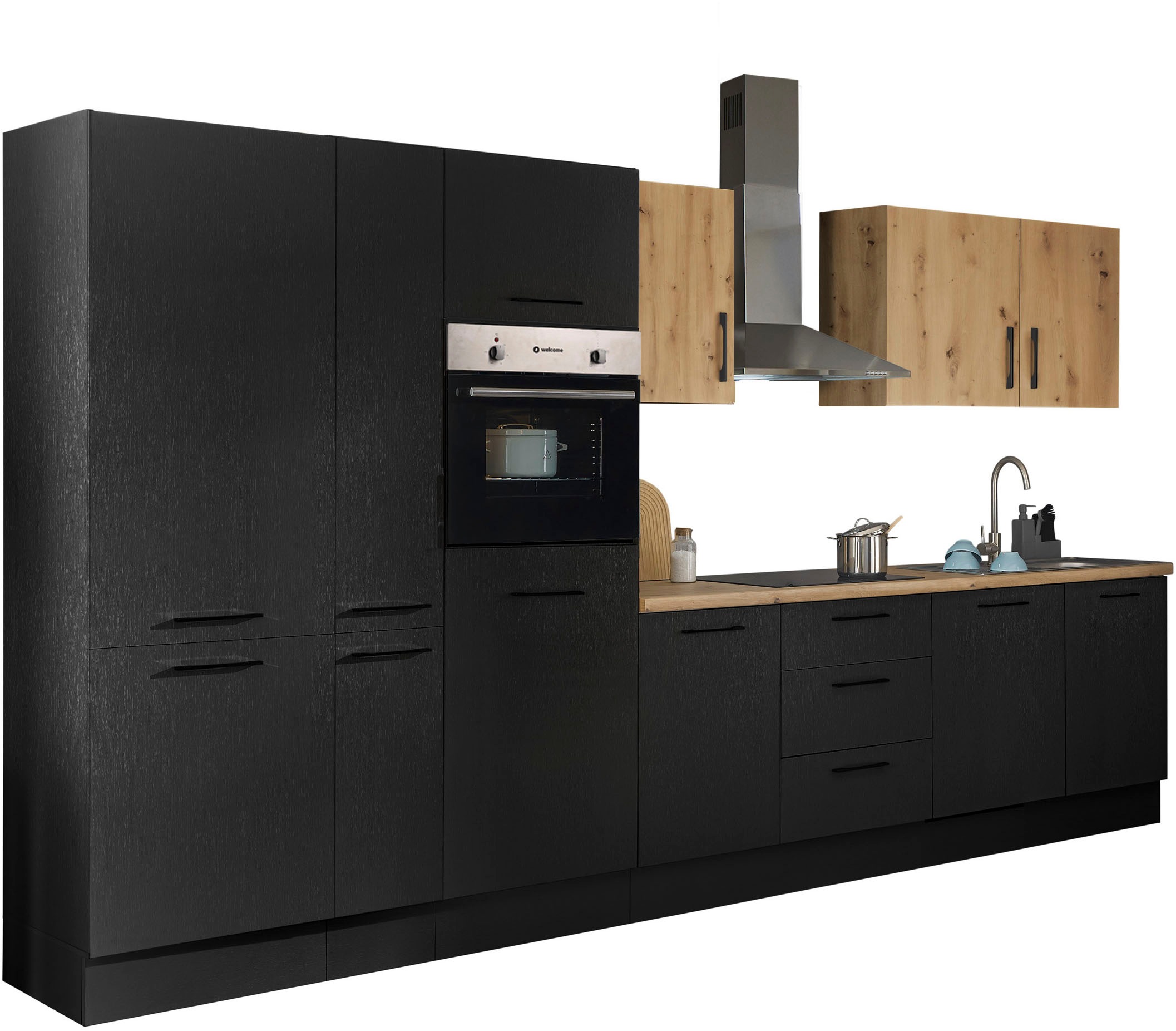 BASIC by Balculina Küchenzeile »Turin«, Breite 370 cm, wahlweise mit E-Geräten