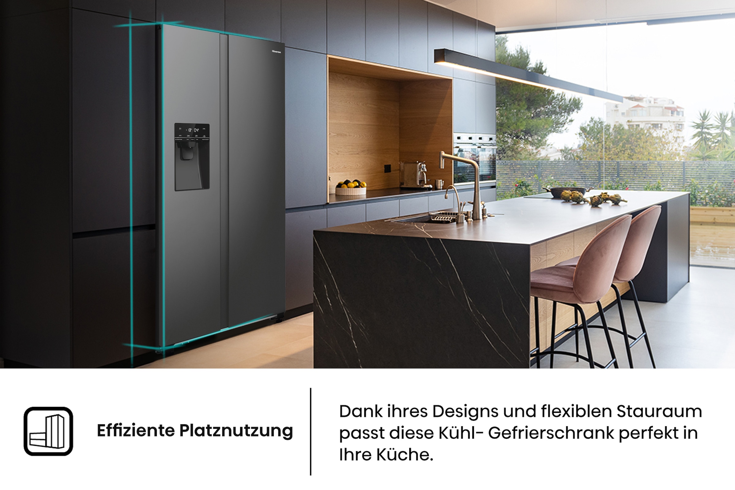 Hisense Side-by-Side »RS5P535NTFE«, Wasser-/Eisspender
