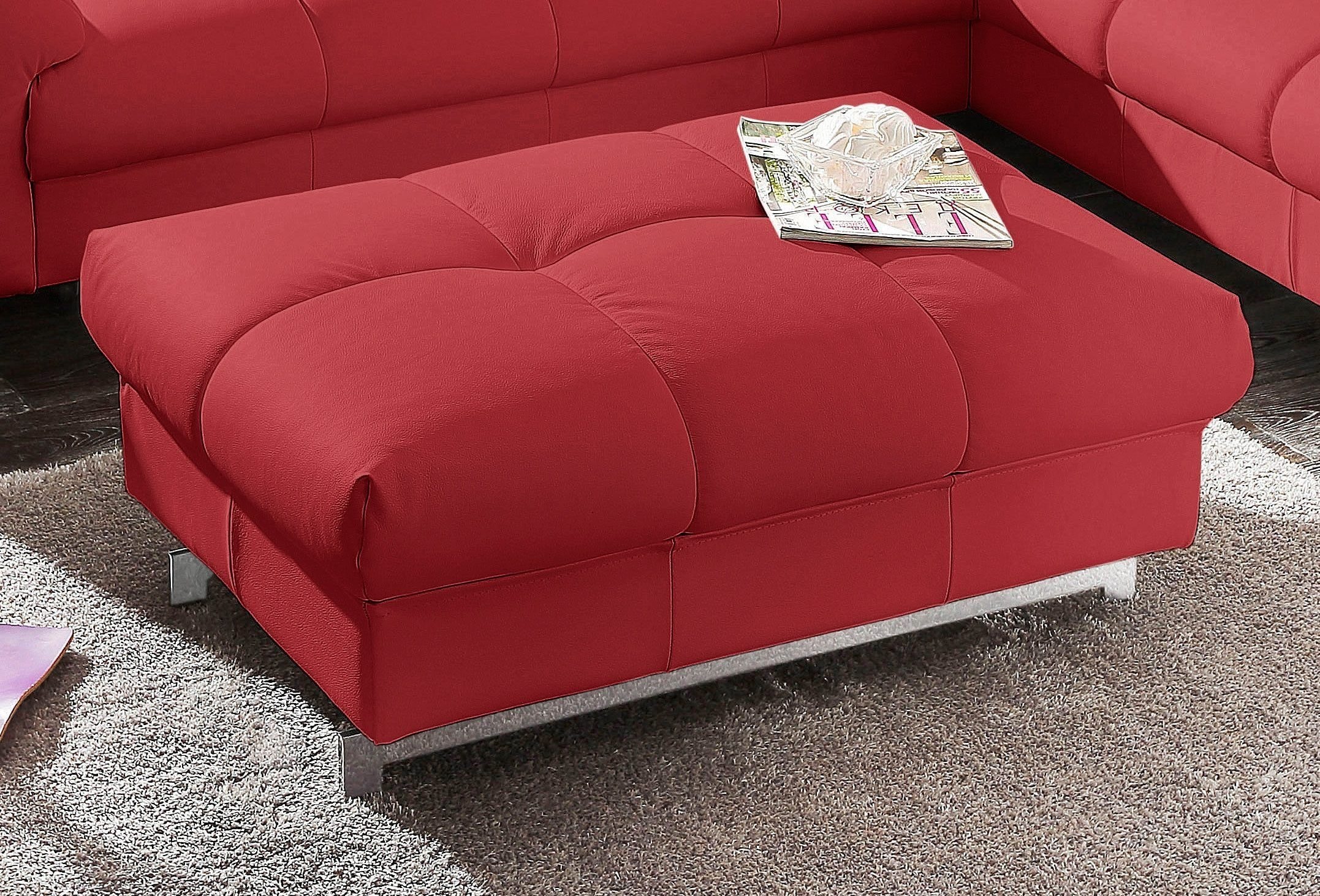 COTTA Polstergarnitur »Chef L-Form«, (Set), Set bestehend aus: Ecksofa mit Kopfteilverstellung & Hocker