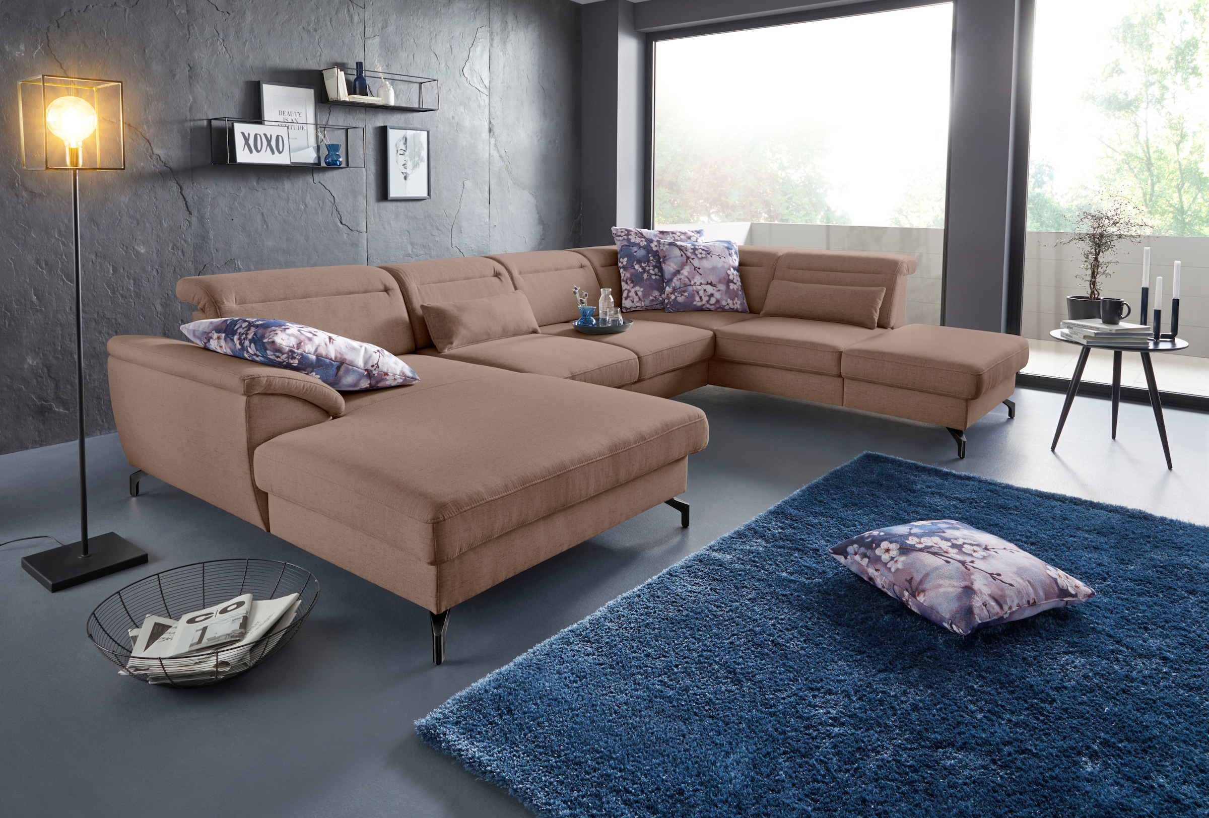 sit&more Wohnlandschaft »Percy U-Form« 12 cm Fußhöhe, Sitztiefenverstellung günstig online kaufen