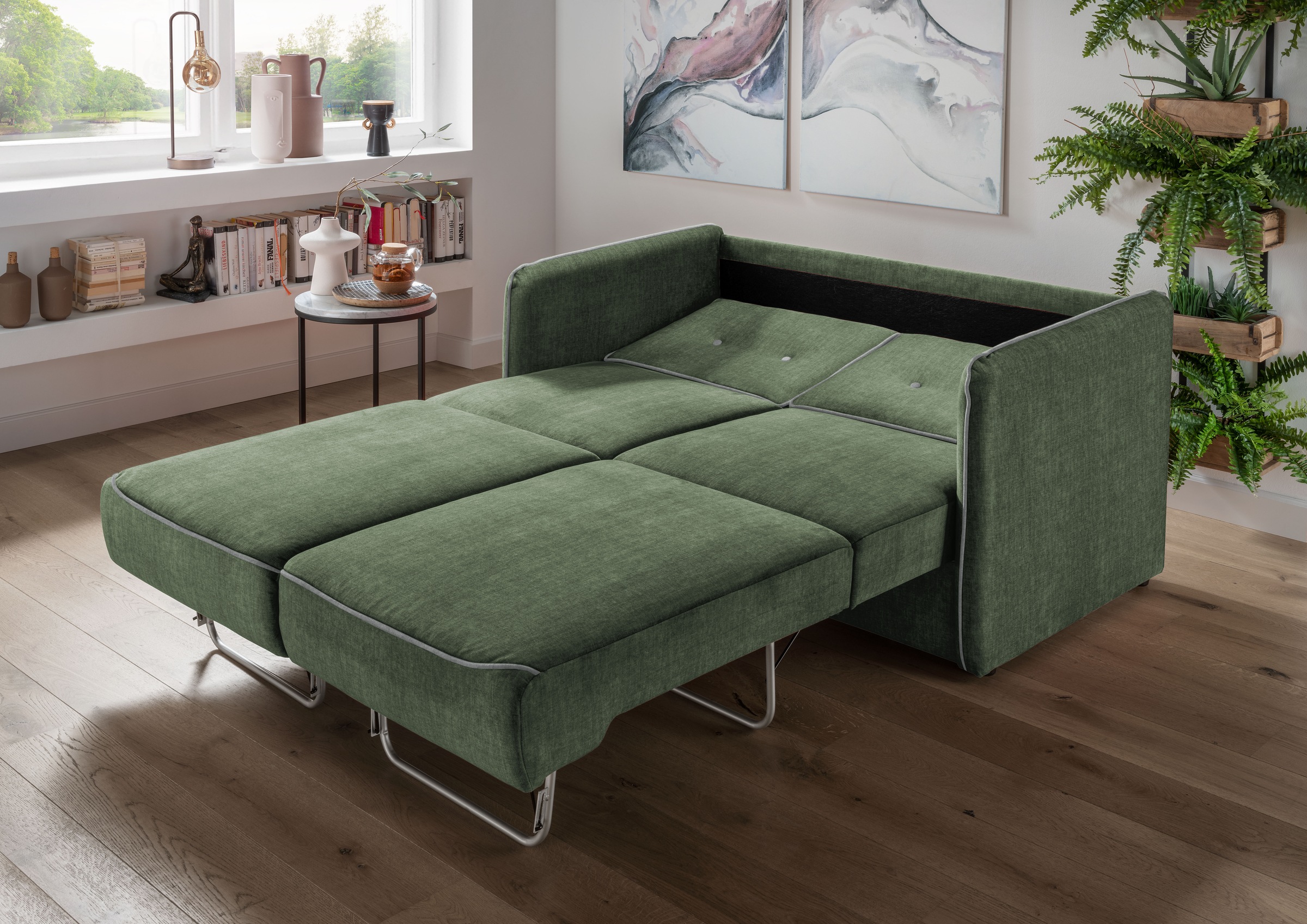 Home affaire Schlafsofa »Merina«, mit zweigeteilter Bettfunktion, Auszug nach vorn, Federkern