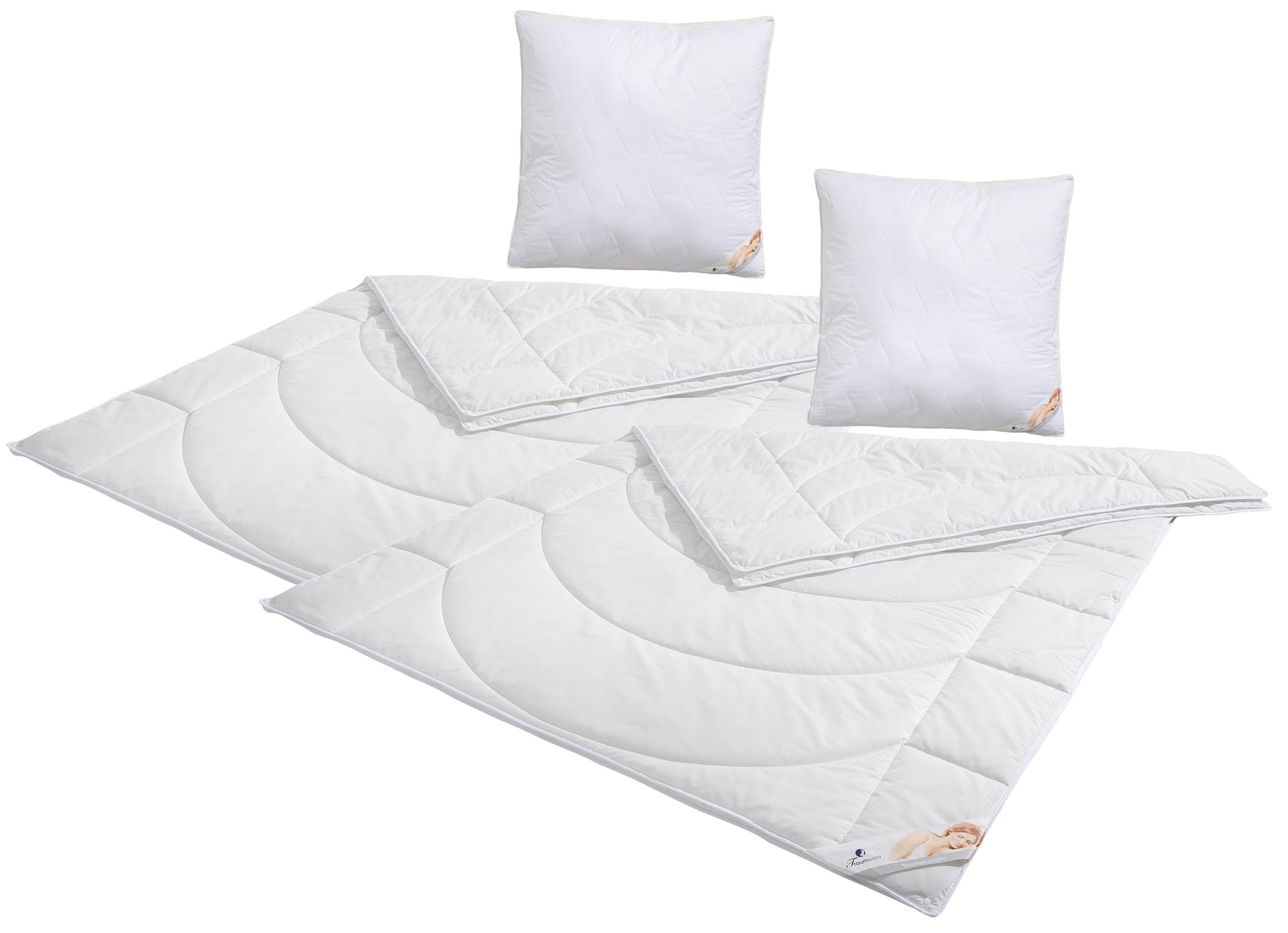 + Bettdecke mit Kopfkissen Traumecht schnell Anschmiegsame Körperzonen-Steppung bestellen und (Spar-Set), bequem »Microlux Baumwolle«,