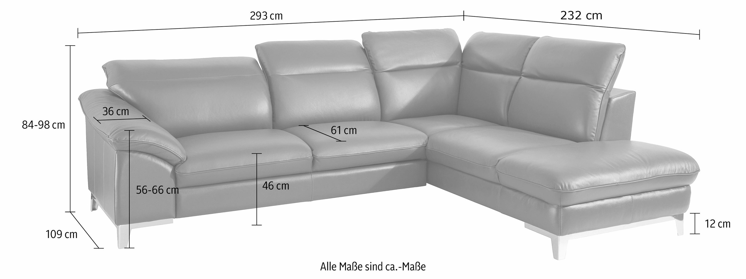 COTTA Ecksofa »Teresa L-Form«, mit Kopfteilverstellung, wahlweise mit Bettfunktion