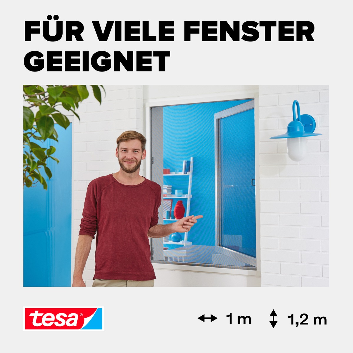 tesa Insektenschutz-Fensterrahmen »Insect Stop ALU Comfort Fliegengitter für Fenster - 1 ,0 x 1,2 m« Packung, Fliegennetz, Aluminiumrahmen, 1 Stk. tlg. Insektenschutz für Fenster - Aluminiumrahmen