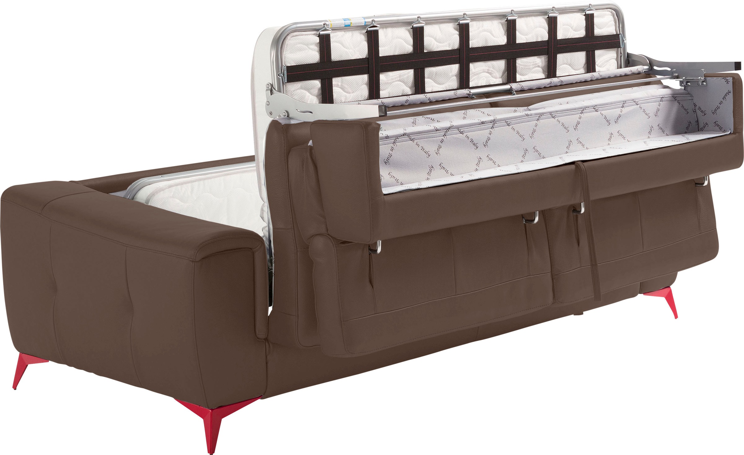 Egoitaliano Schlafsofa »Francine, Designsofa, Loungesofa mit Dauerschlaffunktion, Bettfunktion«, hochwertiger Metallbettrahmen & Matratze, Kopfteil manuell verstellbar