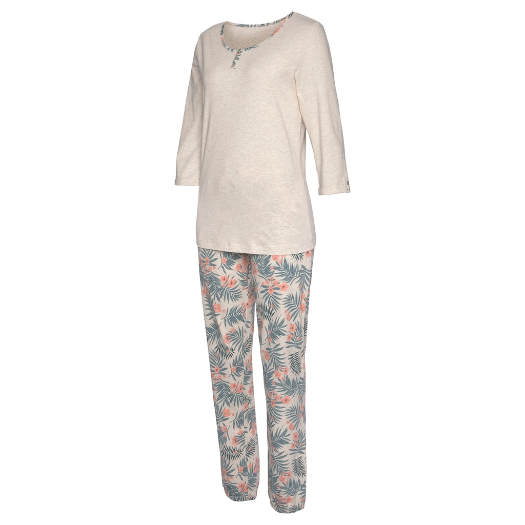 LASCANA Pyjama, (2 tlg.), mit gemusterter Hose