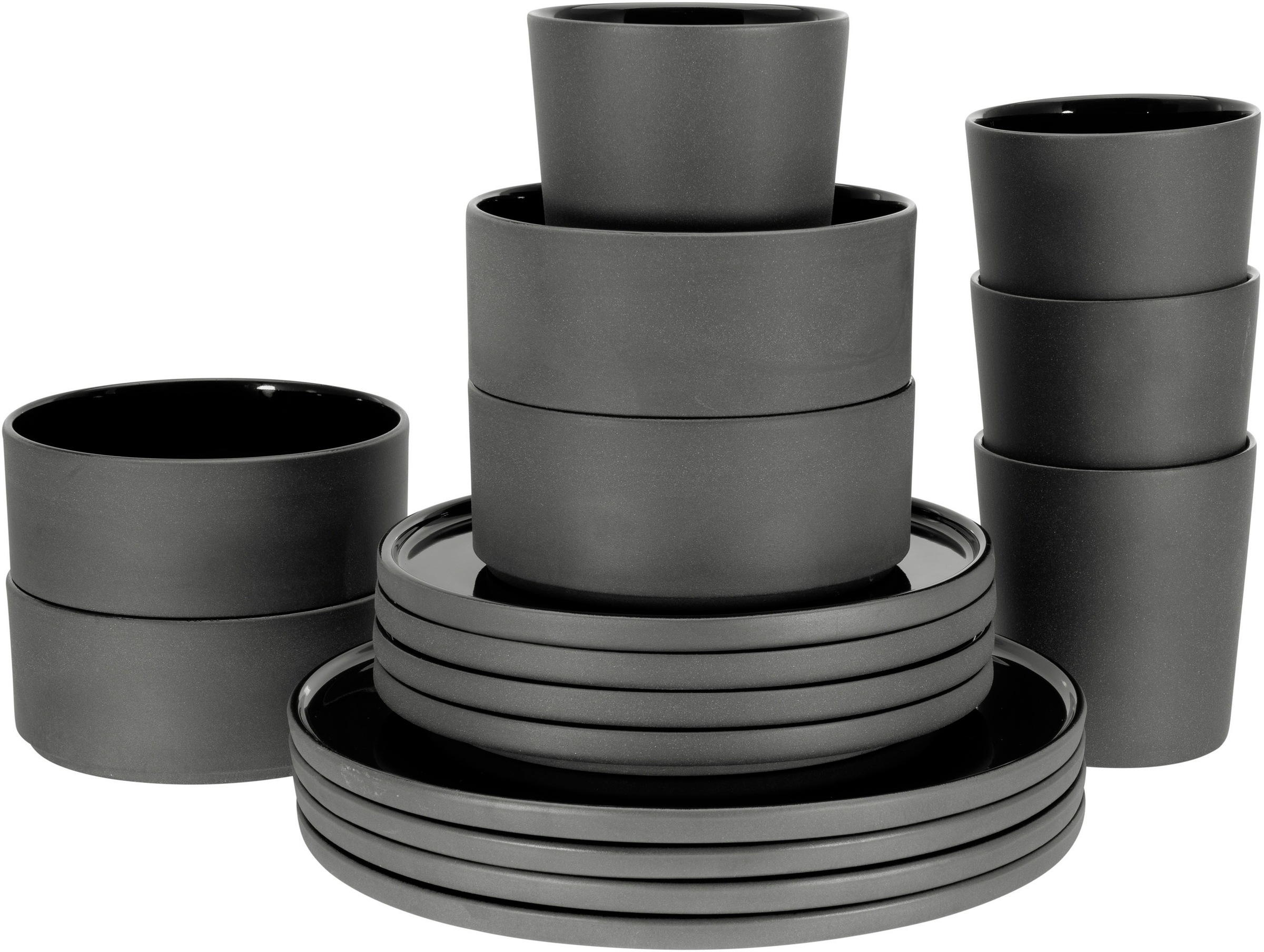 CreaTable Kombiservice »Futuro«, (Set, 16 tlg.), Service, je 4 Speiseteller, Dessertteller, Schalen, Kaffeebecher