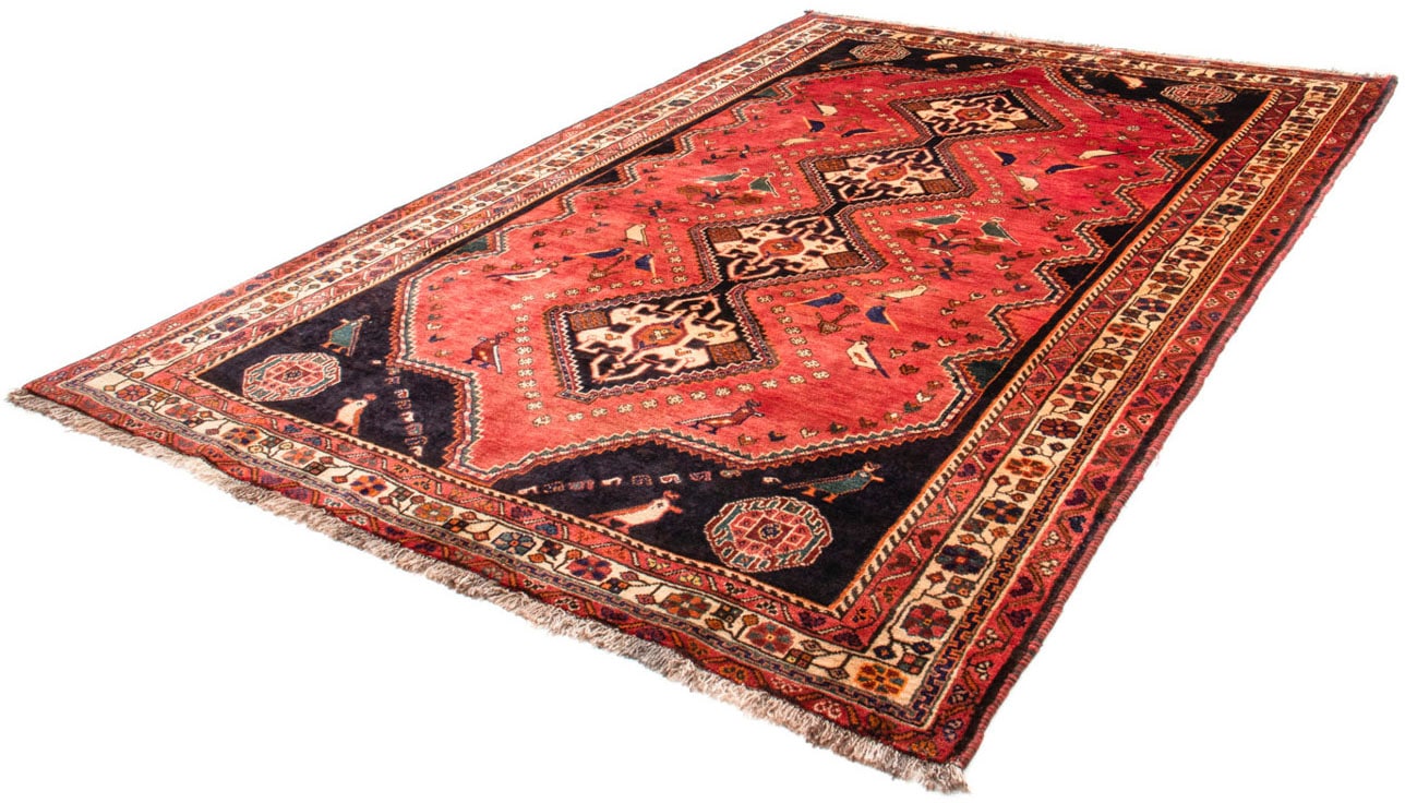 Wollteppich „Shiraz Medaillon Rosso chiaro 290 x 195 cm“, rechteckig, Unikat mit Zertifikat Hellrot 10 mm B/L: 195 cm x 290 cm – 10 mm