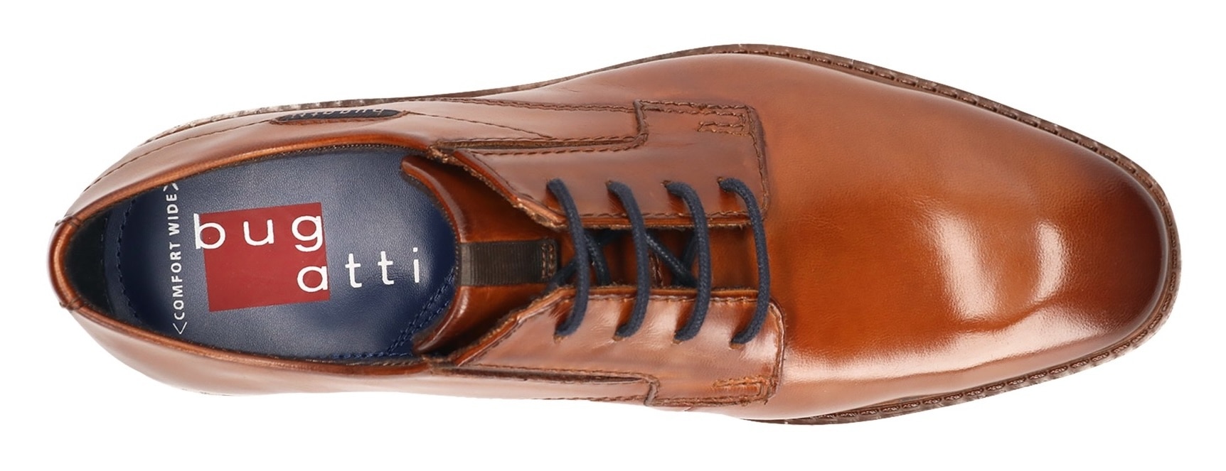 bugatti Schnürschuh, Businessschuh, Abendschuh mit kleinen Stretcheinsätzen, Weite G