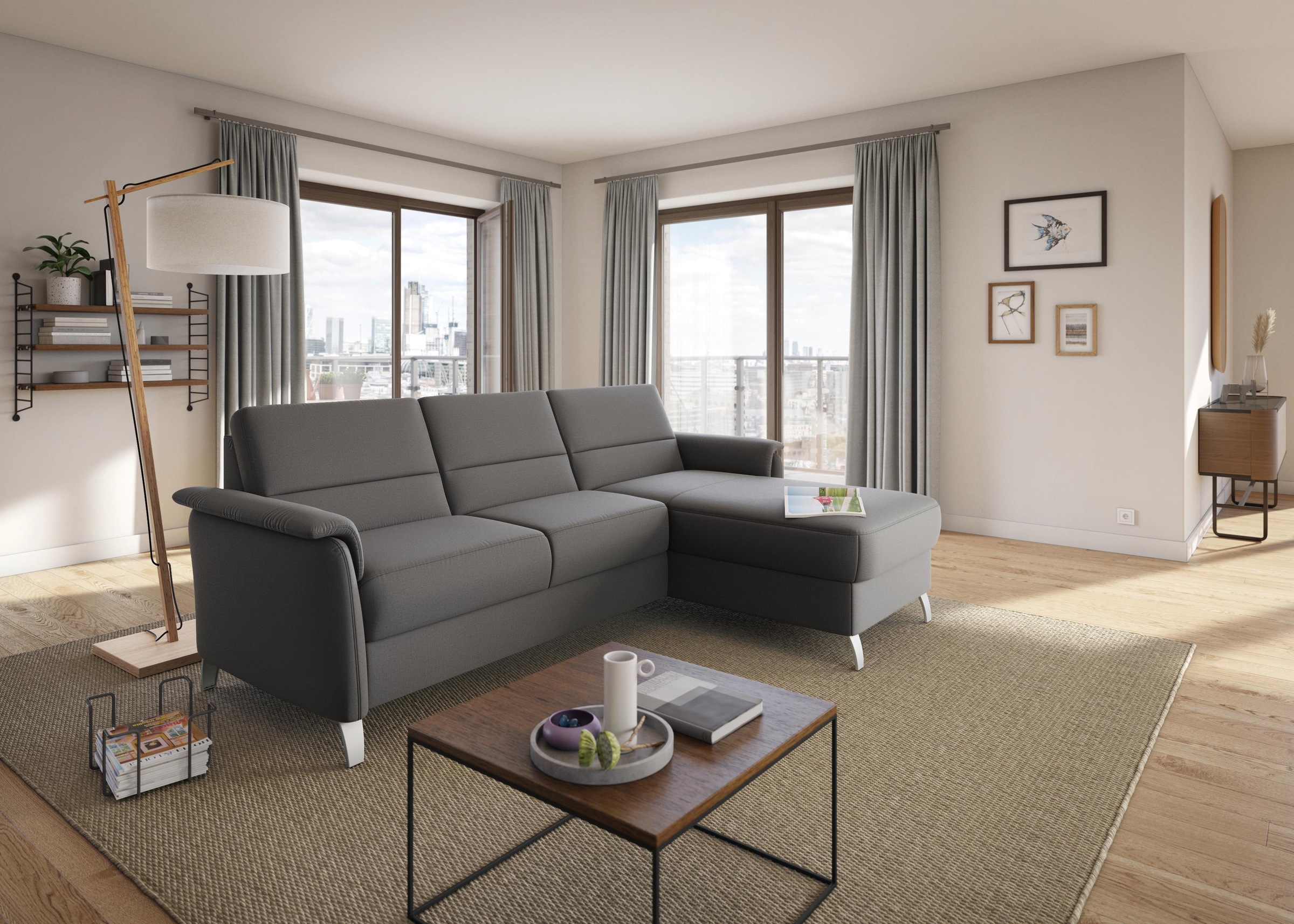 sit&more Ecksofa »Palmera L-Form«, Federkern, wahlweise mit Bettfunktion und mit/ohne Stauraum