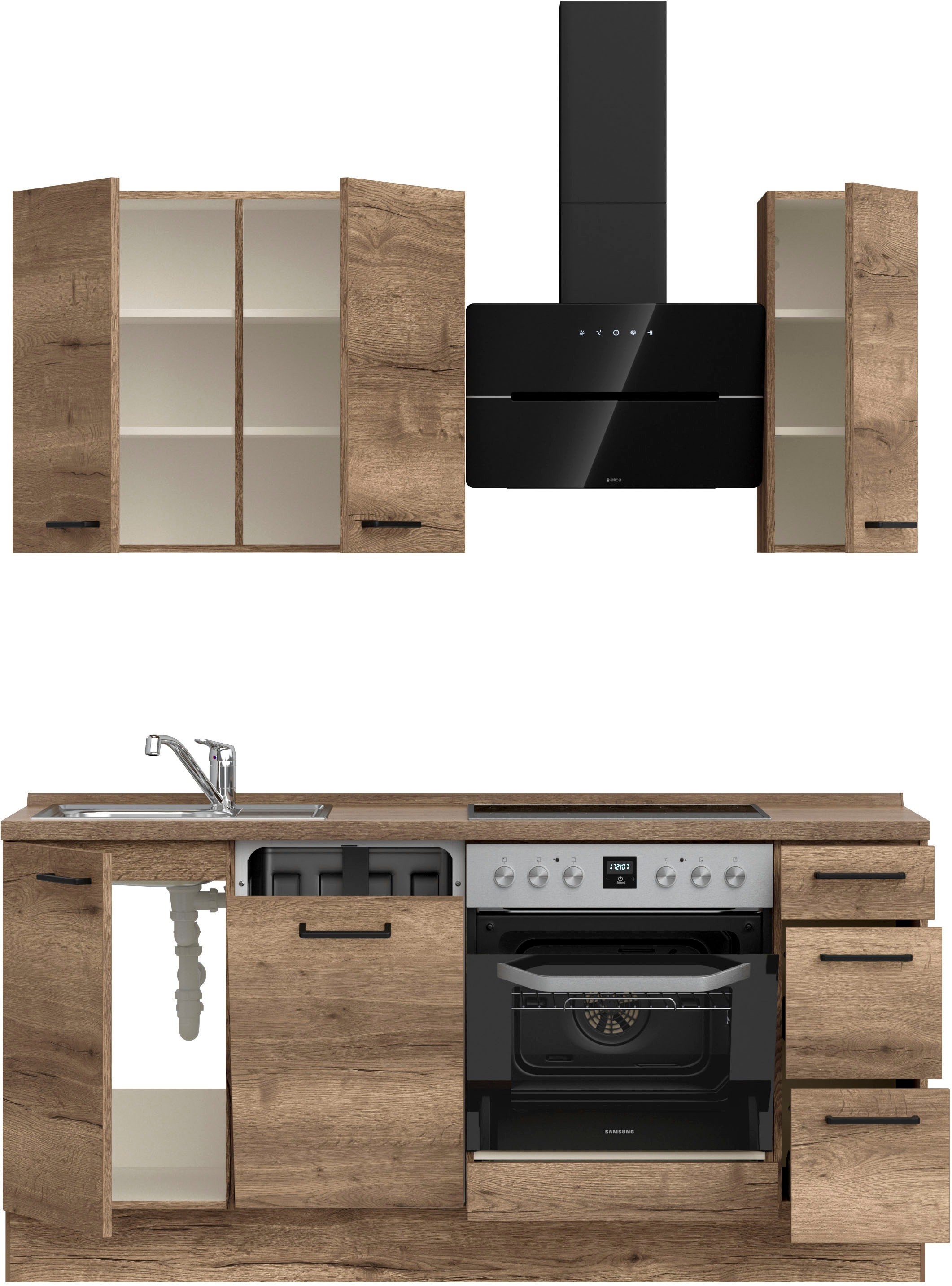 nobilia® Küchenzeile »"Structura II"«, vormontiert, Ausrichtung wählbar, Breite 180 cm, wahlw. mit E-Geräten