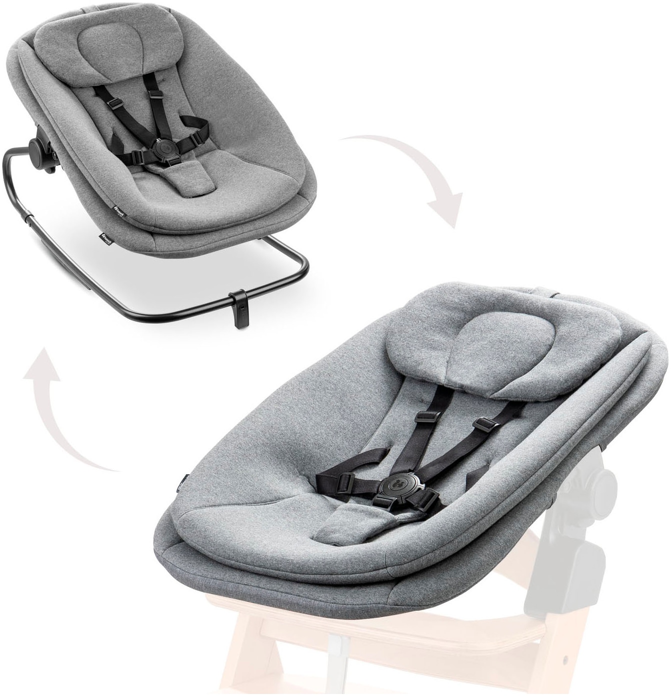 Babywippe »Highchair Bouncer, Dark Grey Melange«, bis 9 kg, für Alpha+, Beta+, Arketa