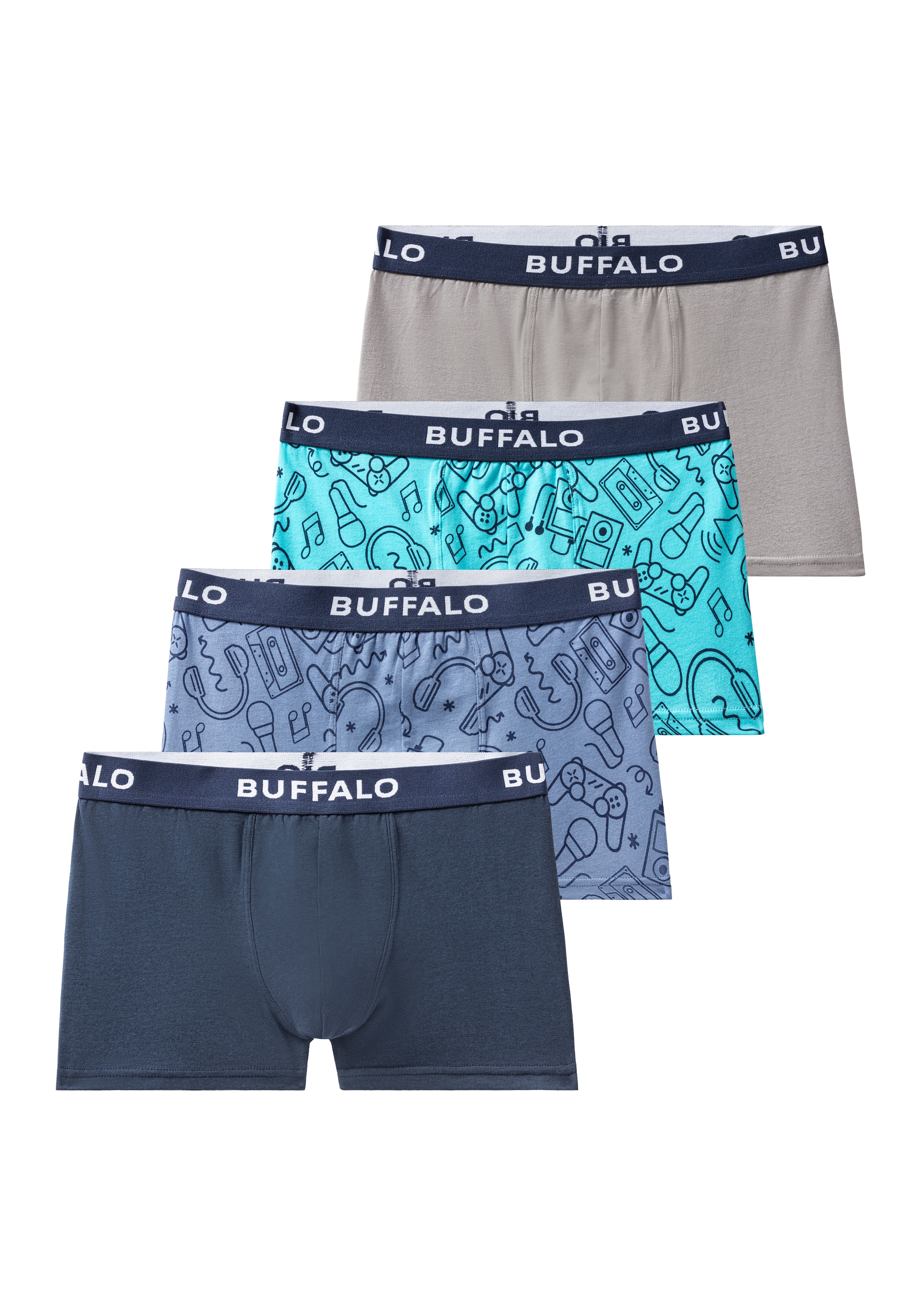 Buffalo Boxer »Boxershorts für Jungen« Packung, 4 Stk. unifarben und mit Ga günstig online kaufen