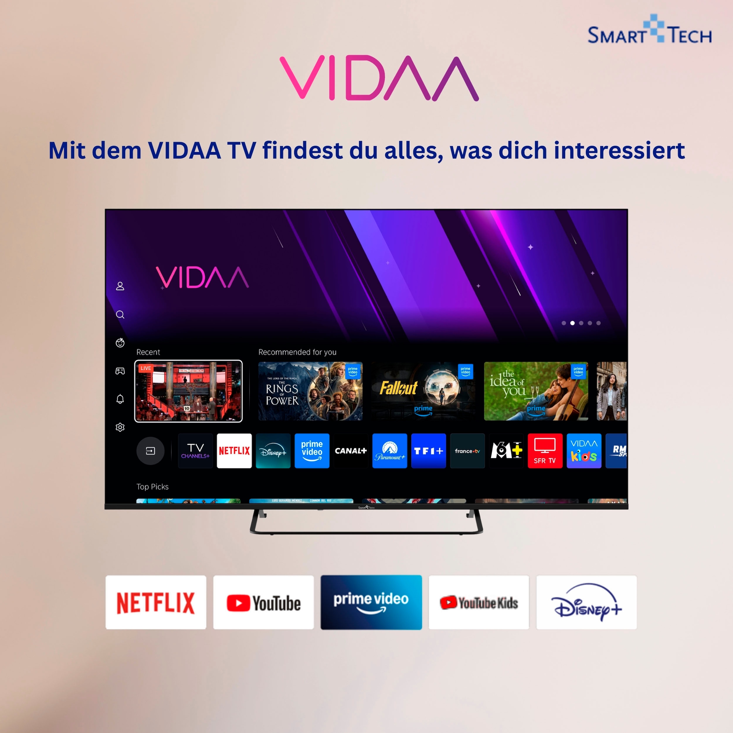 Smart Tech QLED-Fernseher »50QV02K« 126 cm/50 ″ Smart-TV