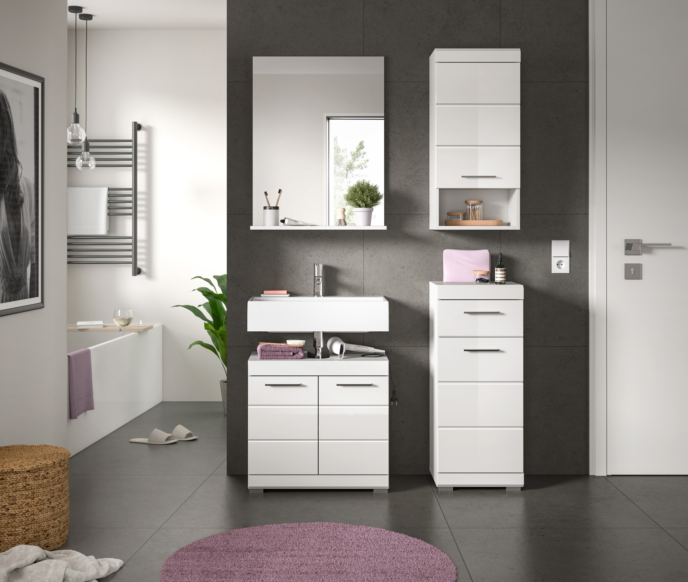 INOSIGN Badmöbel-Set »Siena, 4 teilig, bestehend aus:«, (Set), Waschbeckenu günstig online kaufen