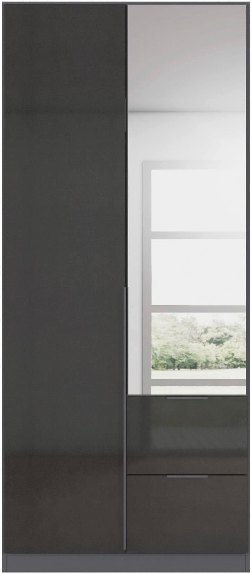 rauch Drehtürenschrank »Kleiderschrank Schrank Garderobe AGORDO mit Dekor- oder Hochglanzfront«, (in zwei Griff-Farben mit Dekor- oder Hochglanzfront), mit Außenschubkästen, in 6 Breiten und 2 Höhen MADE IN GERMANY