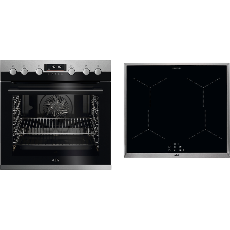 AEG Induktions Herd-Set »EPB43509BM 940321397« Pyrolyse-Selbstreinigung edelstahl 4 elektronische Automatikkochstellen