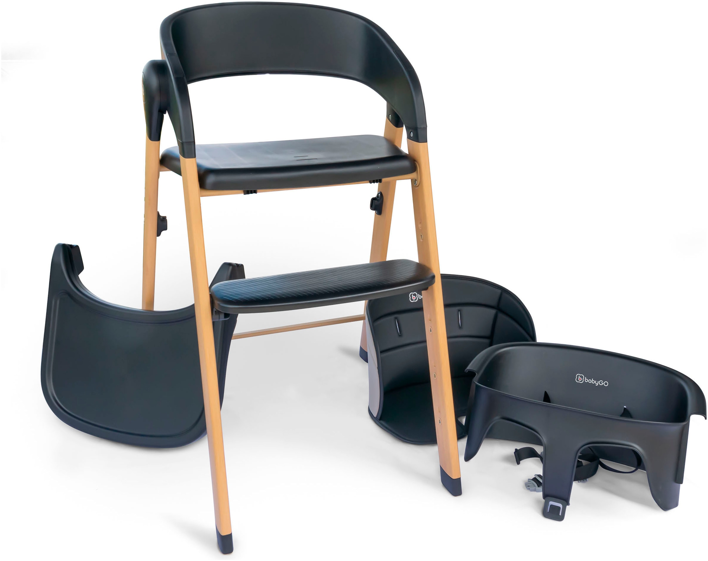 BabyGo Hochstuhl »Levels, black wood optic« () platzsparend zusammenklappba günstig online kaufen