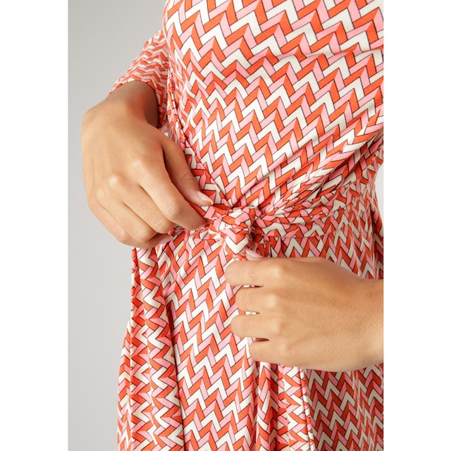 Aniston SELECTED Jerseykleid, mit geometrischem Muster und seitlichem  Bindedetail - NEUE KOLLEKTION online bestellen