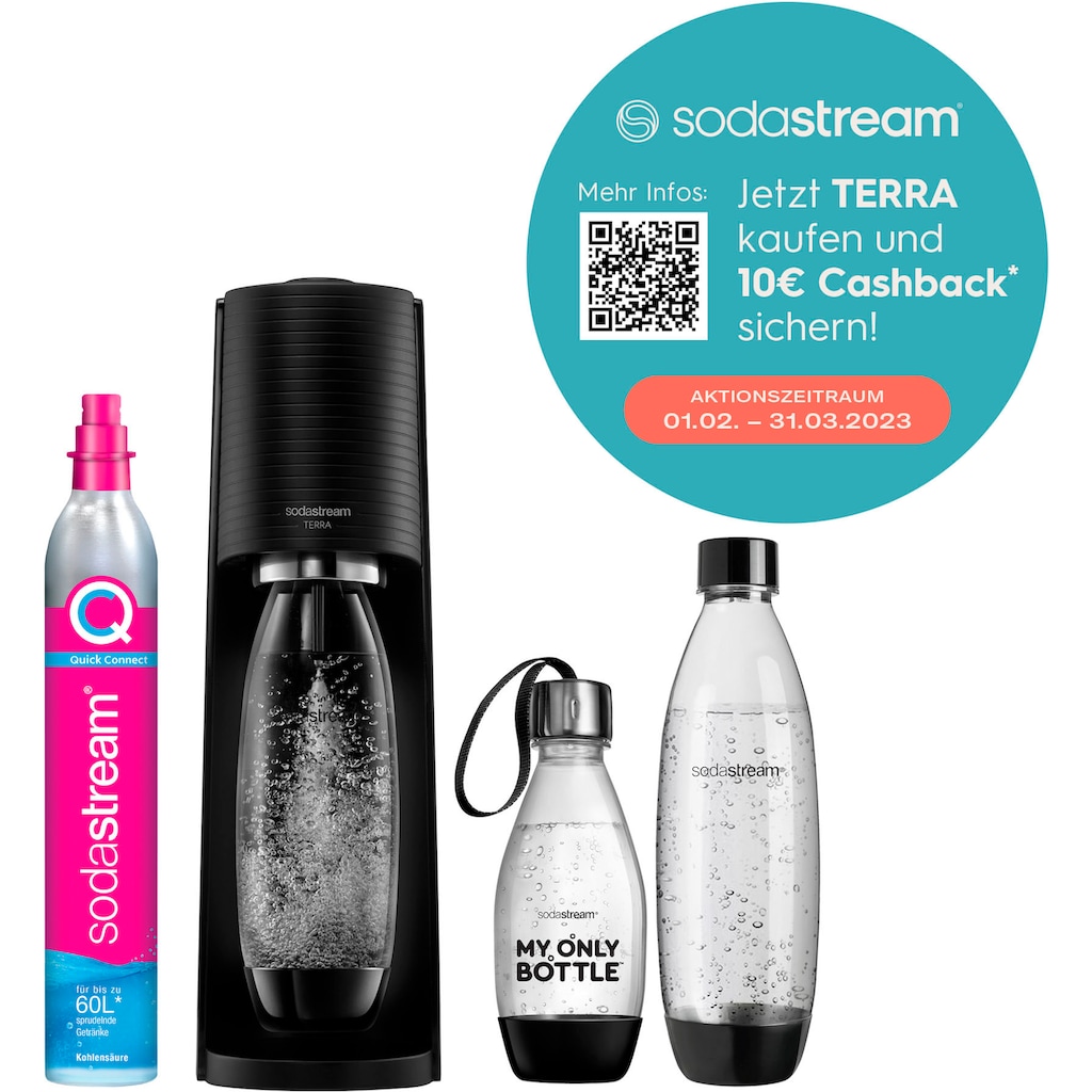 SodaStream Wassersprudler »TERRA Vorteilspack«, &CO2-Zylinder,1L, 0,5 LKunststoff-Flasche