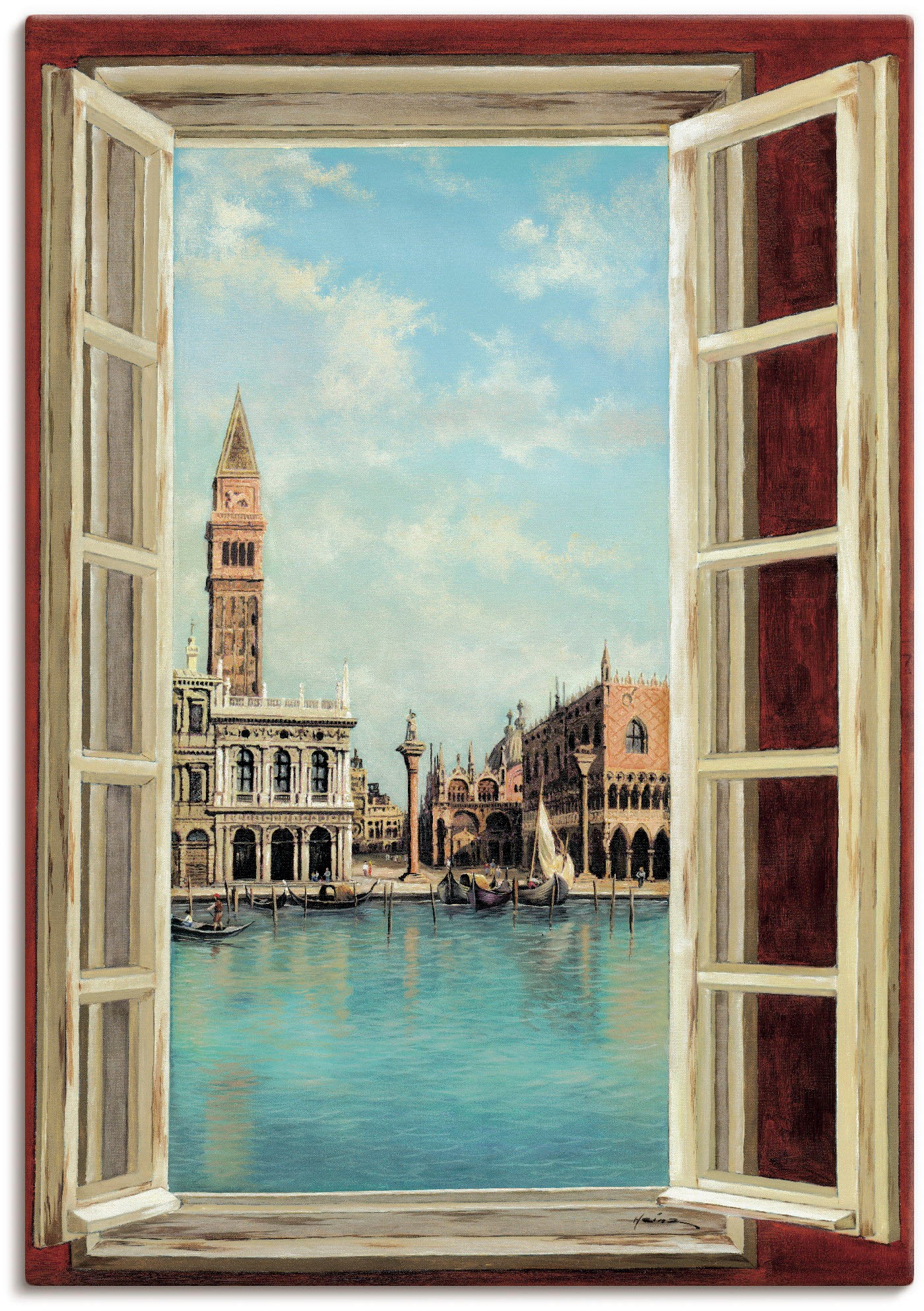 Artland Wandbild »Fenster mit Blick auf Venedig« Fensterblick 1 Stk. tlg. a günstig online kaufen